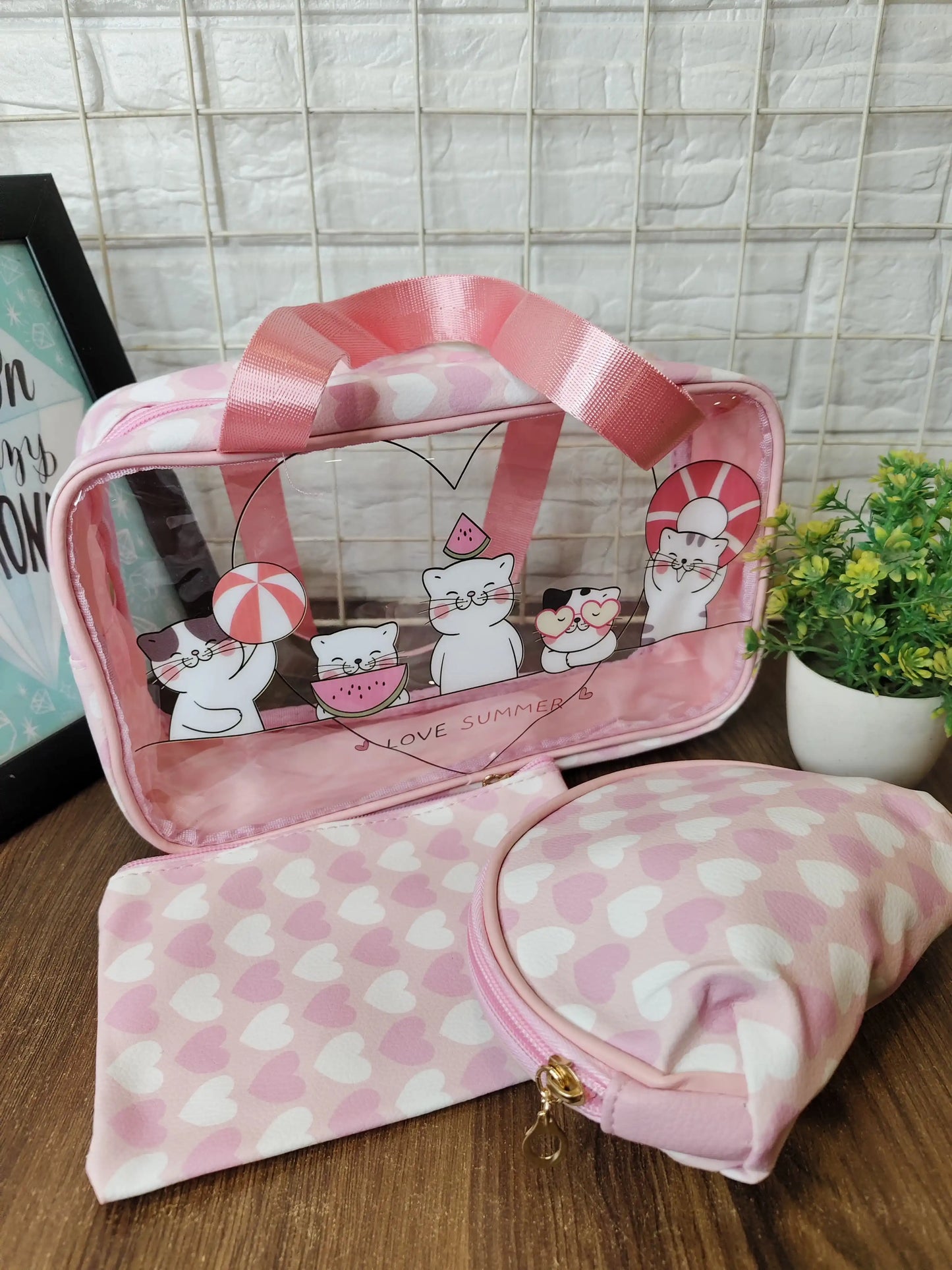 Adorable 3 pieces make up pouch set (3 pouches set)