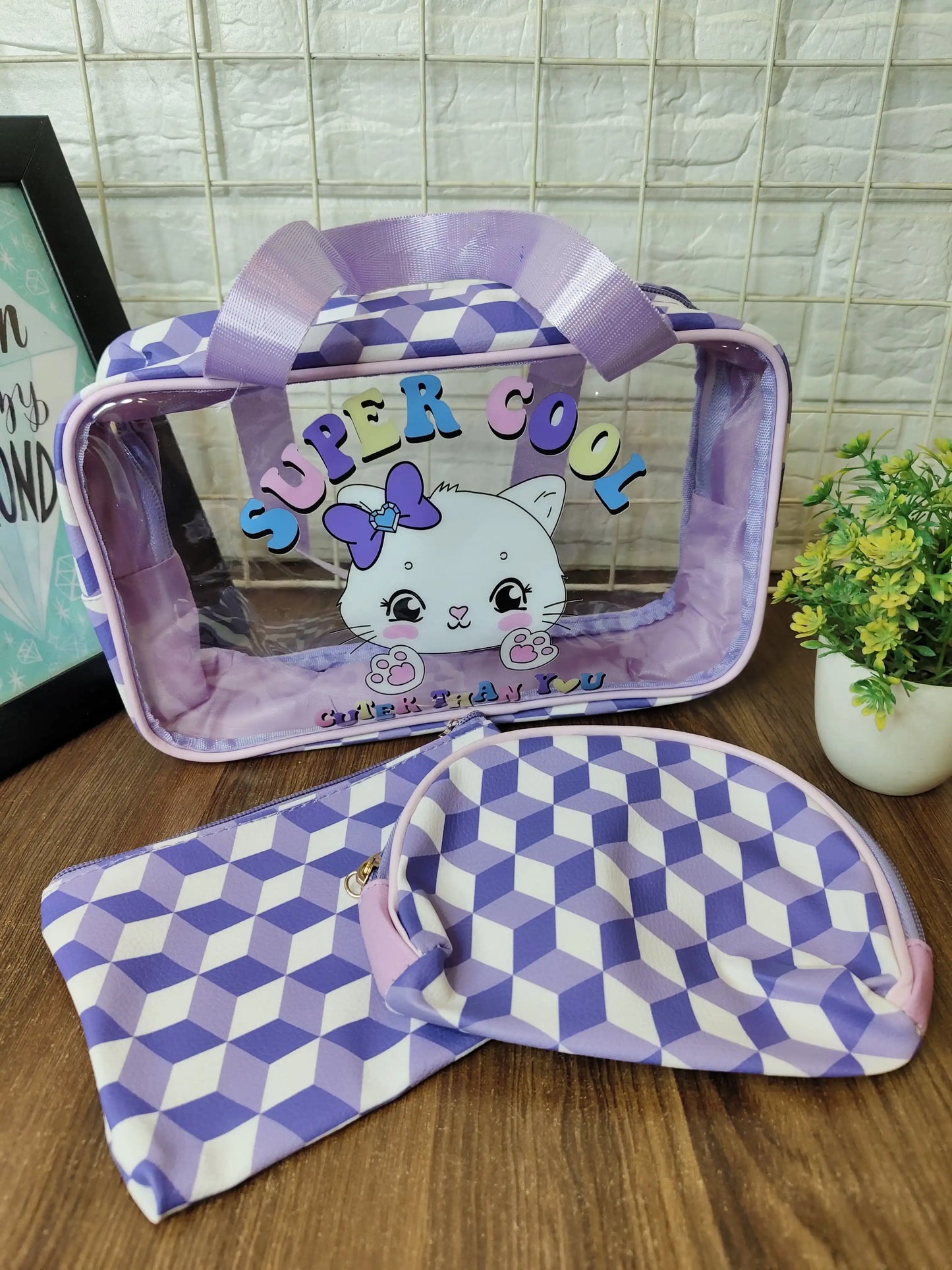 Adorable 3 pieces make up pouch set (3 pouches set)