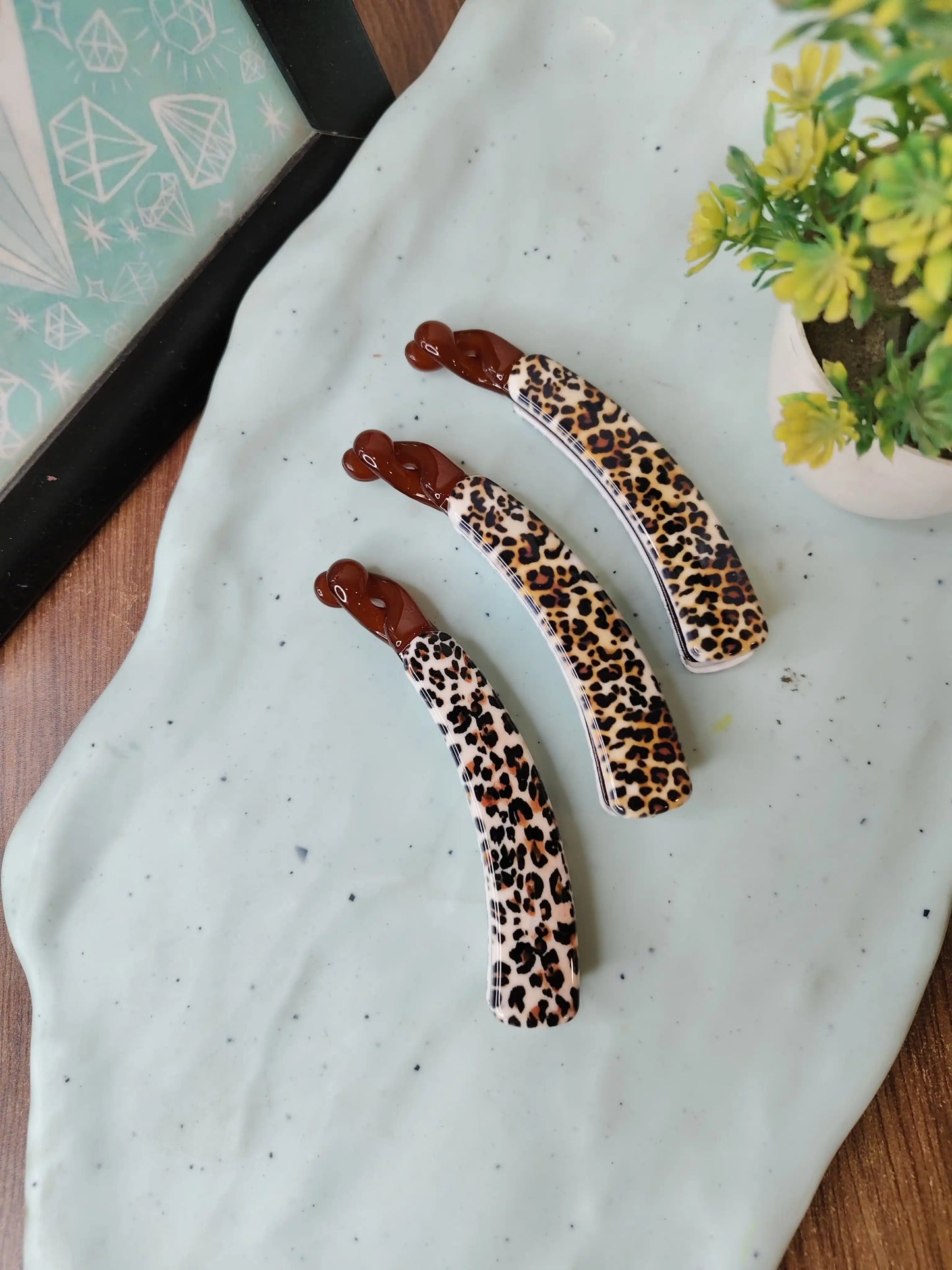 Animal Print Banana Hair Clips | Leopard Print Hair Accessories for Women & Girls