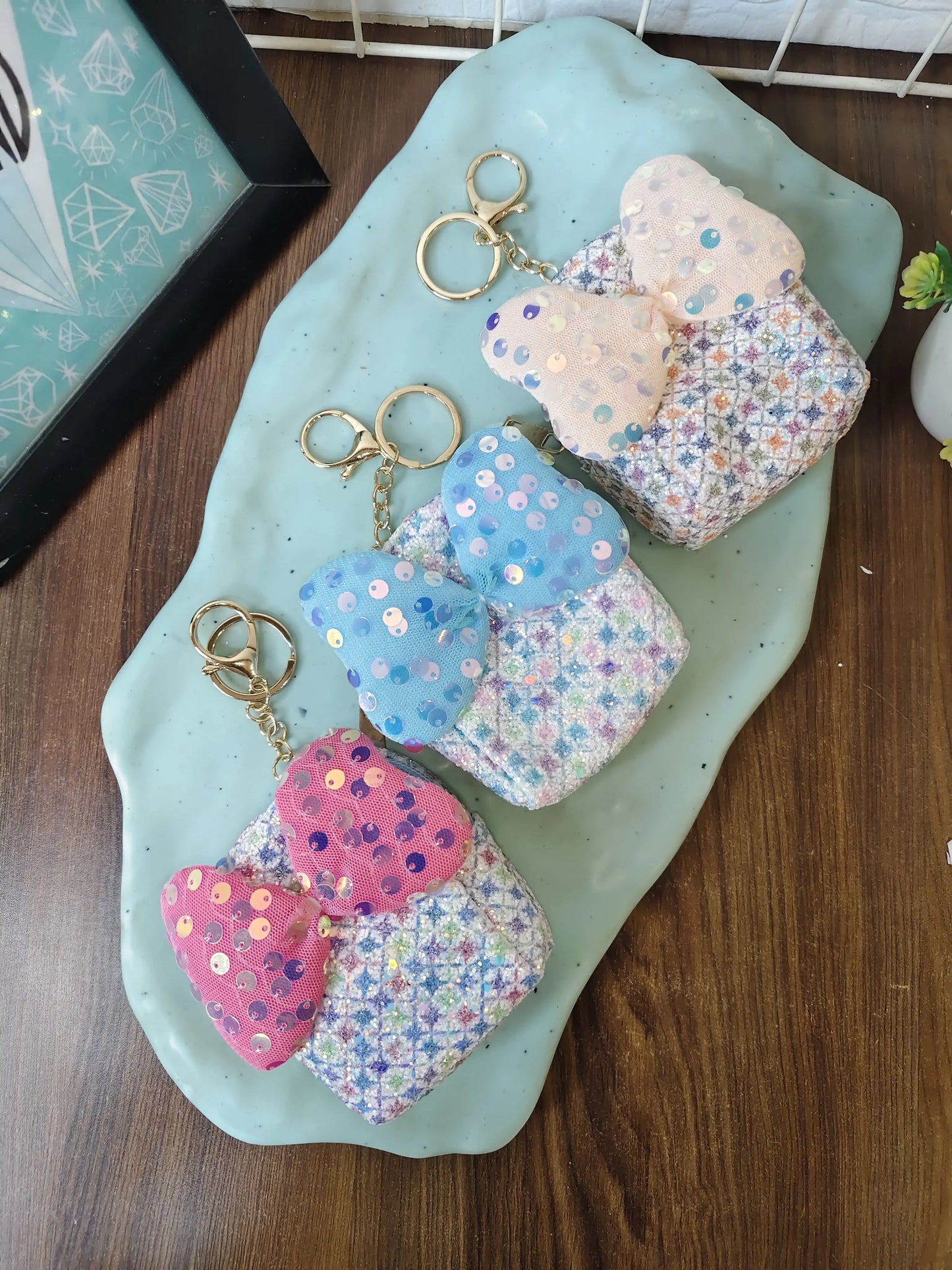 Big bow glitter coin pouch