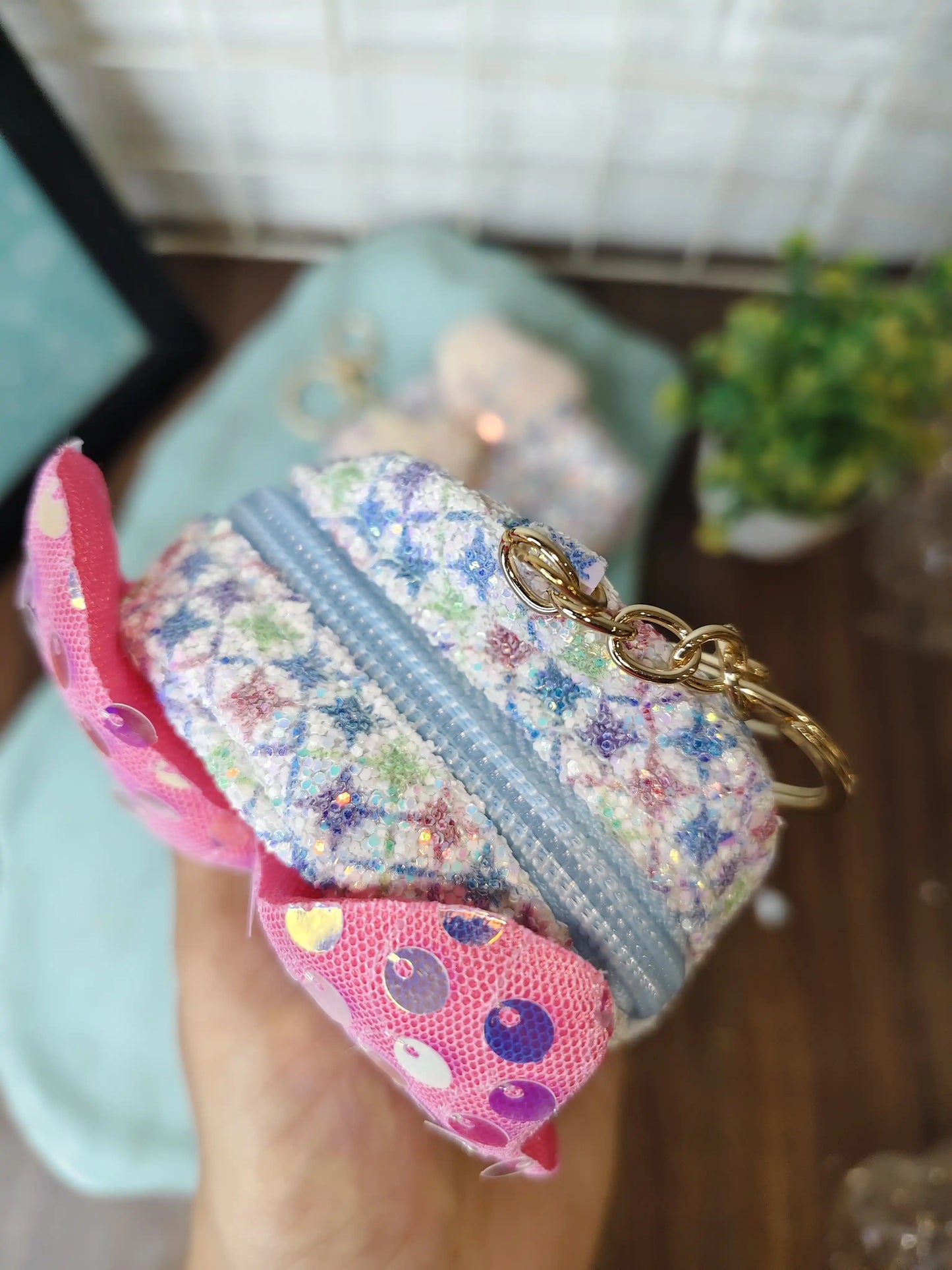 Big bow glitter coin pouch