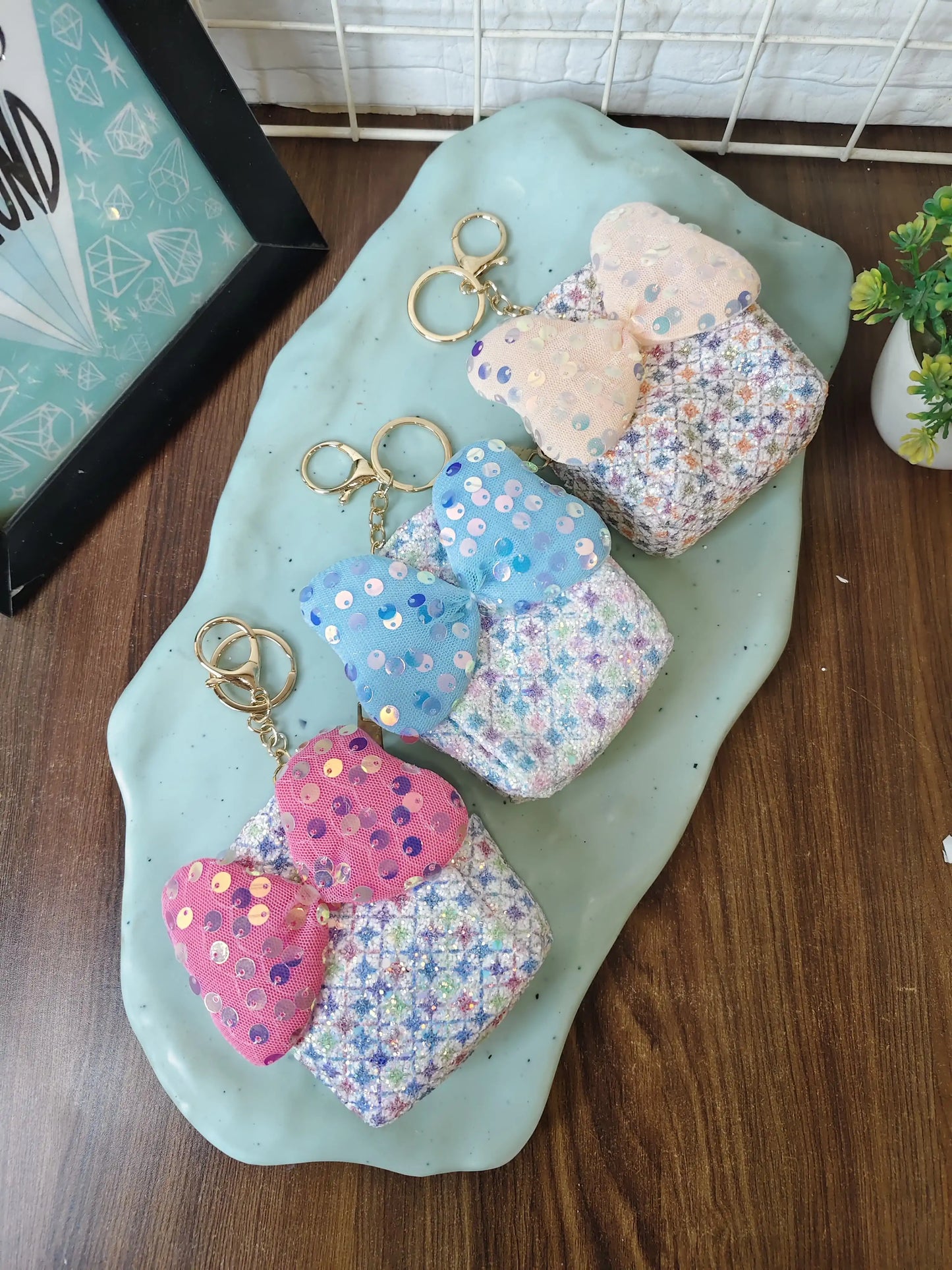 Big bow glitter coin pouch