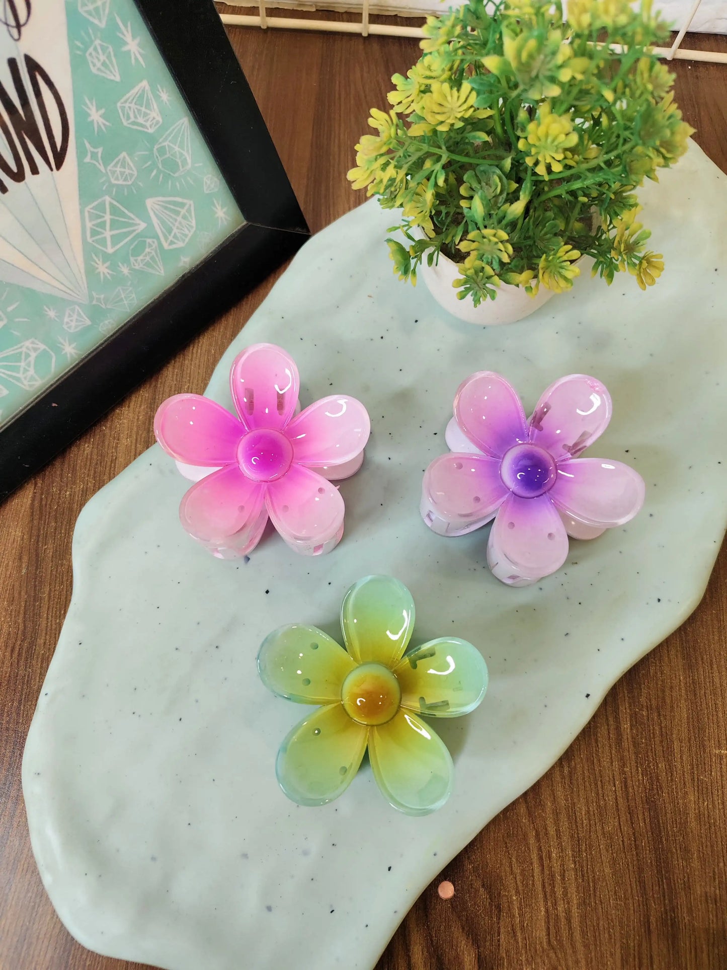 Big Flower Hair Claw Clips (Pastel Shades) | Statement Floral Hair Accessories for Women & Girls
