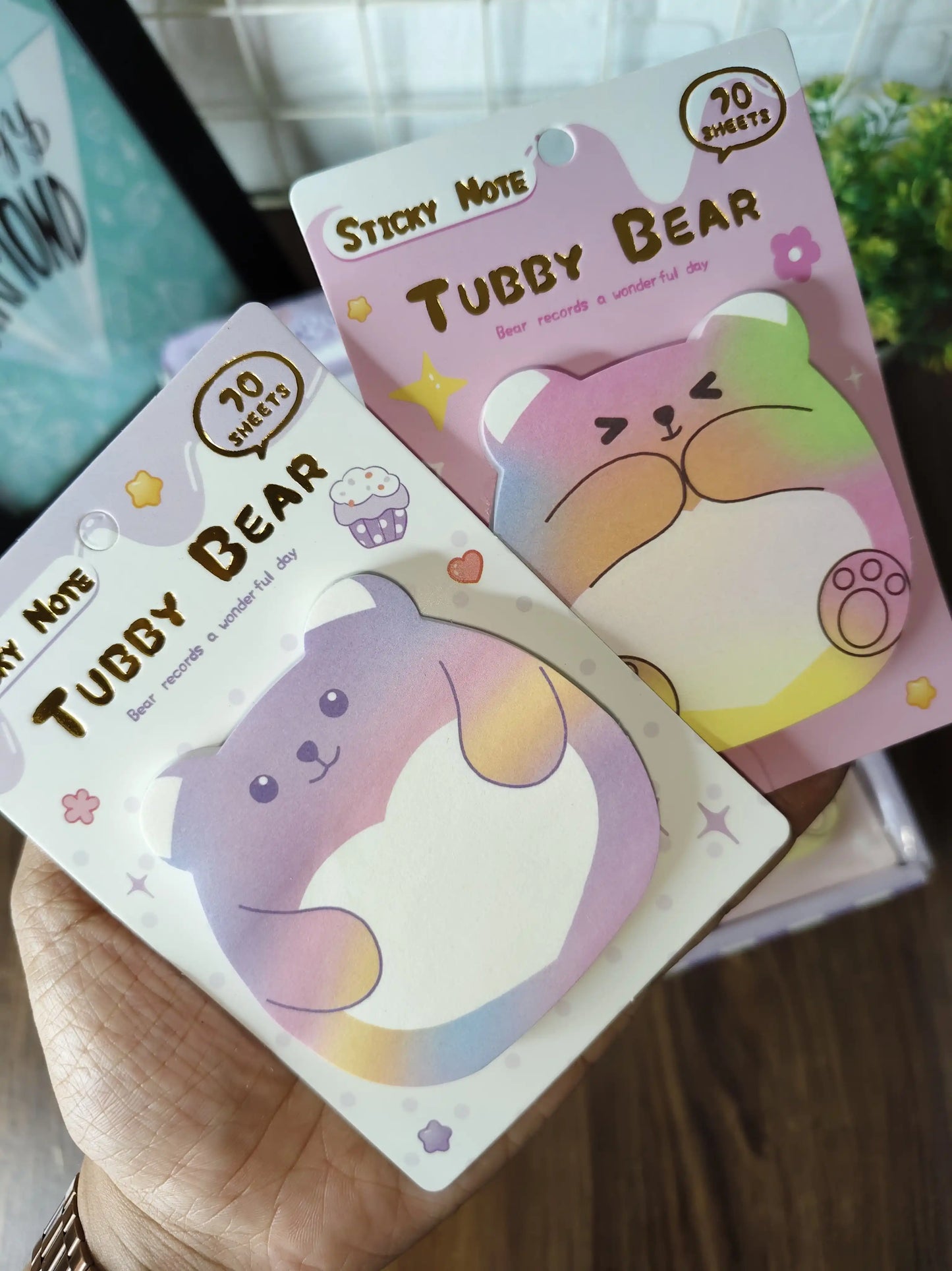 Colourful teddy sticky notes
