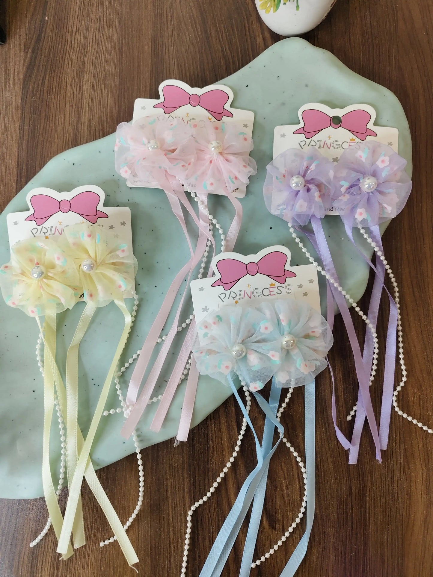 Flower tail hair bows