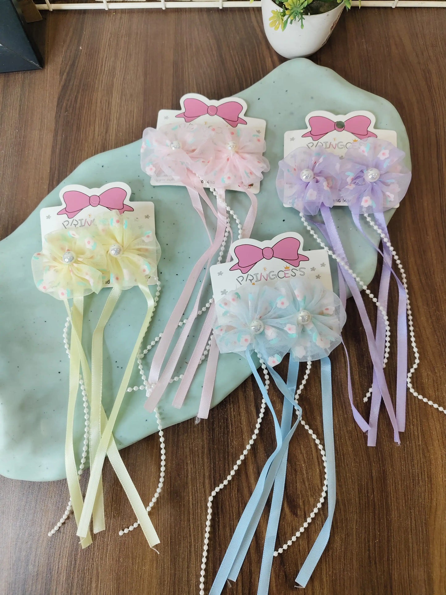 Flower tail hair bows