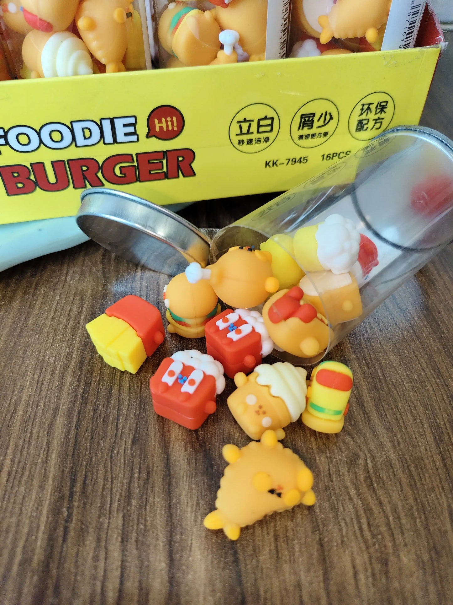 Food burger erasers pack