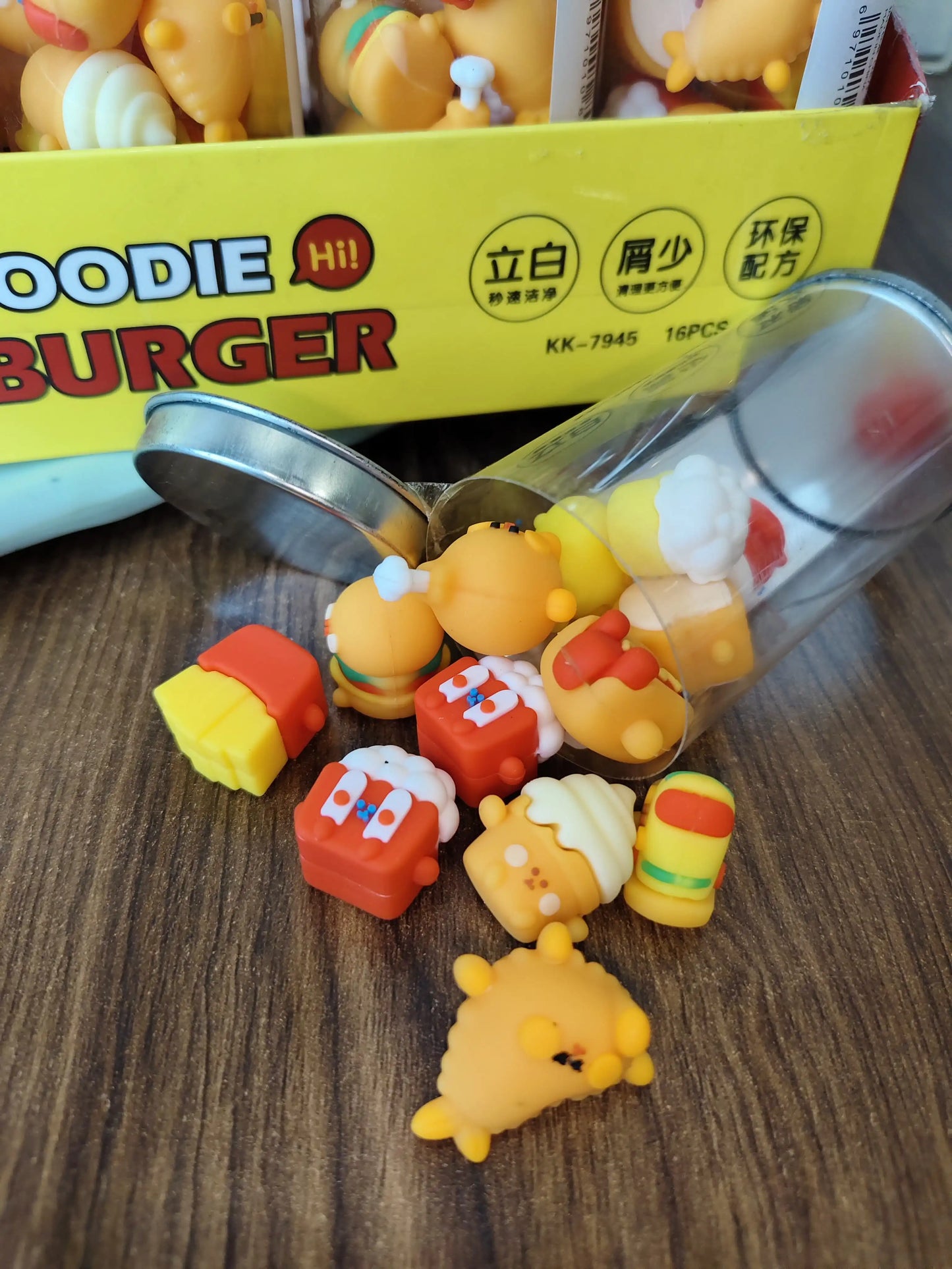 Food burger erasers pack