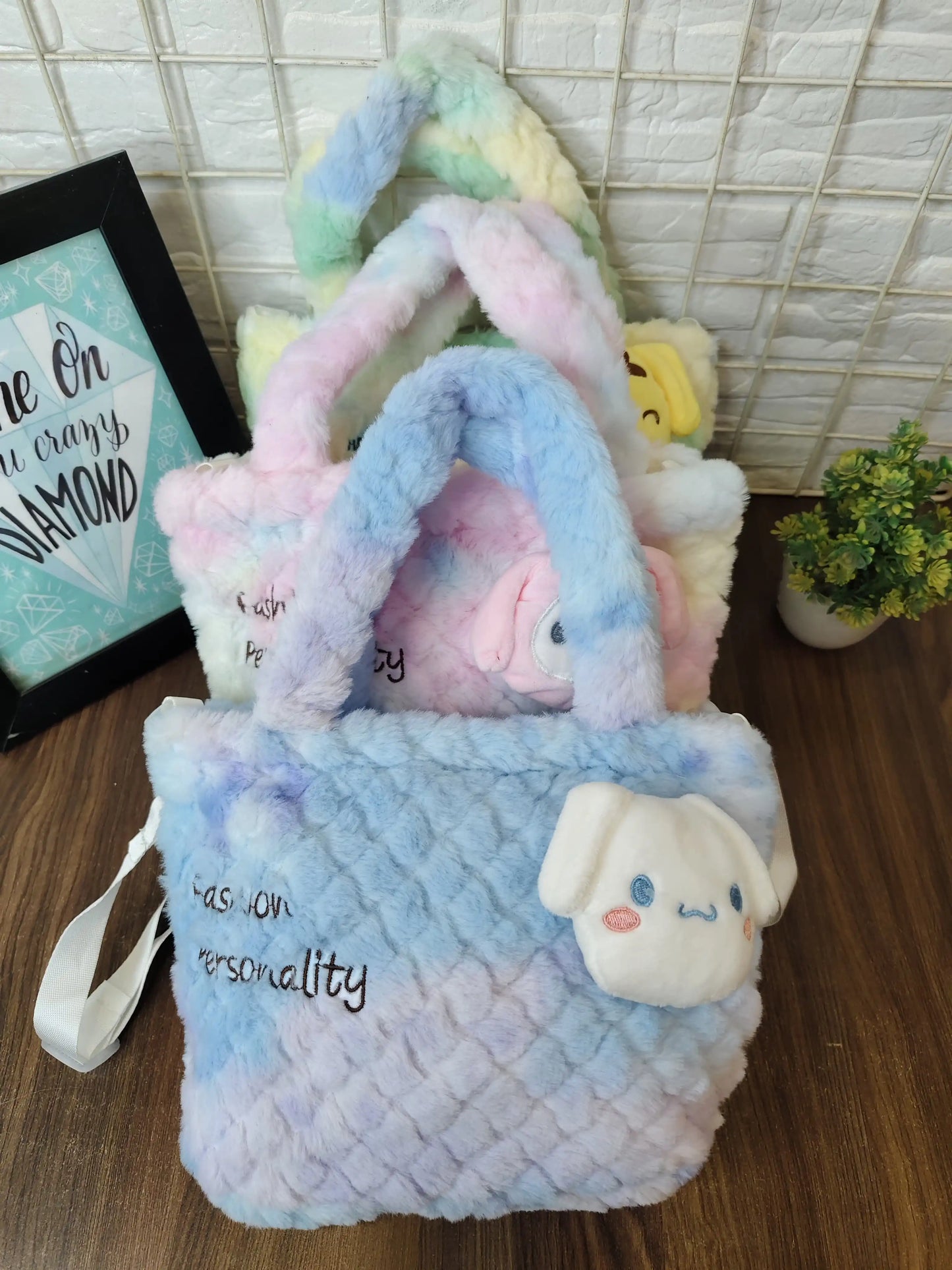 Fur kawaii slings| super soft fur sling bags| kawaii fur sling bags