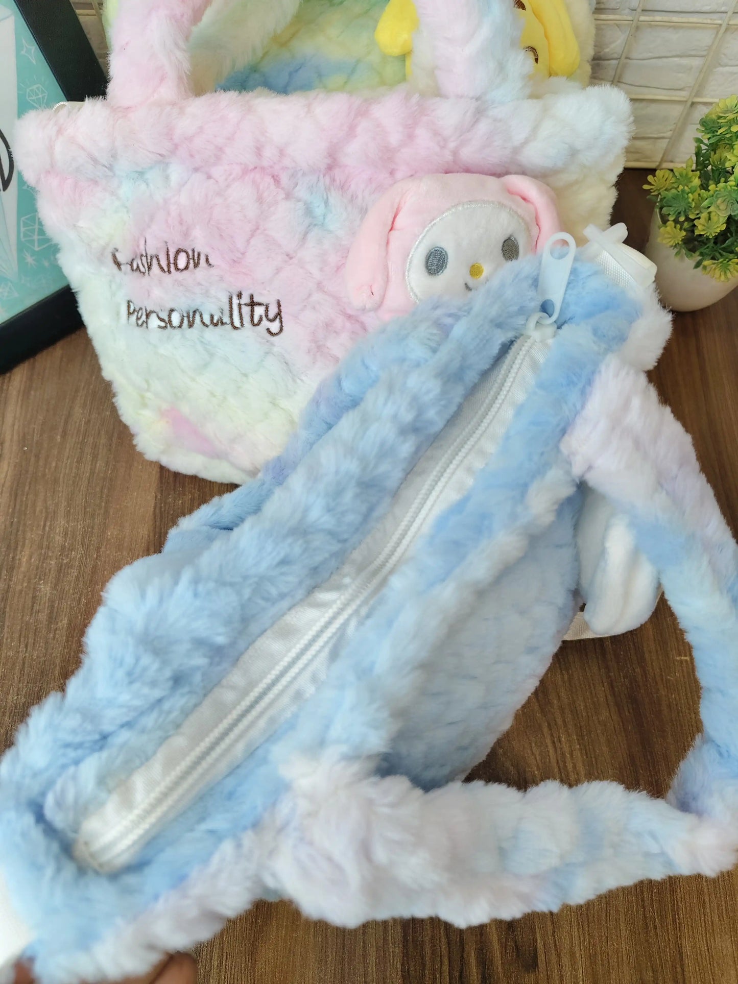 Fur kawaii slings| super soft fur sling bags| kawaii fur sling bags