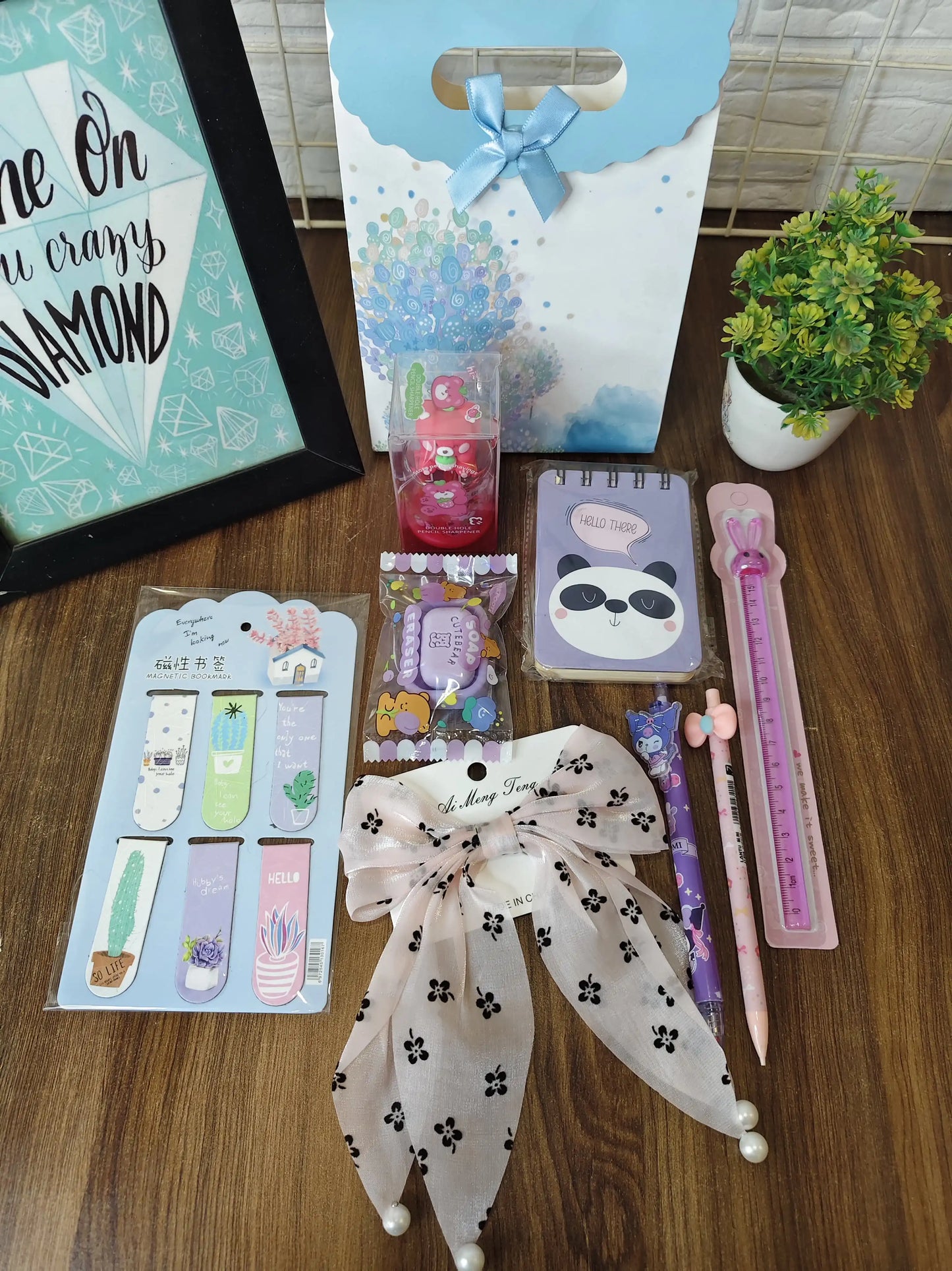 Gift bag filled with cute goodies (assorted colours)