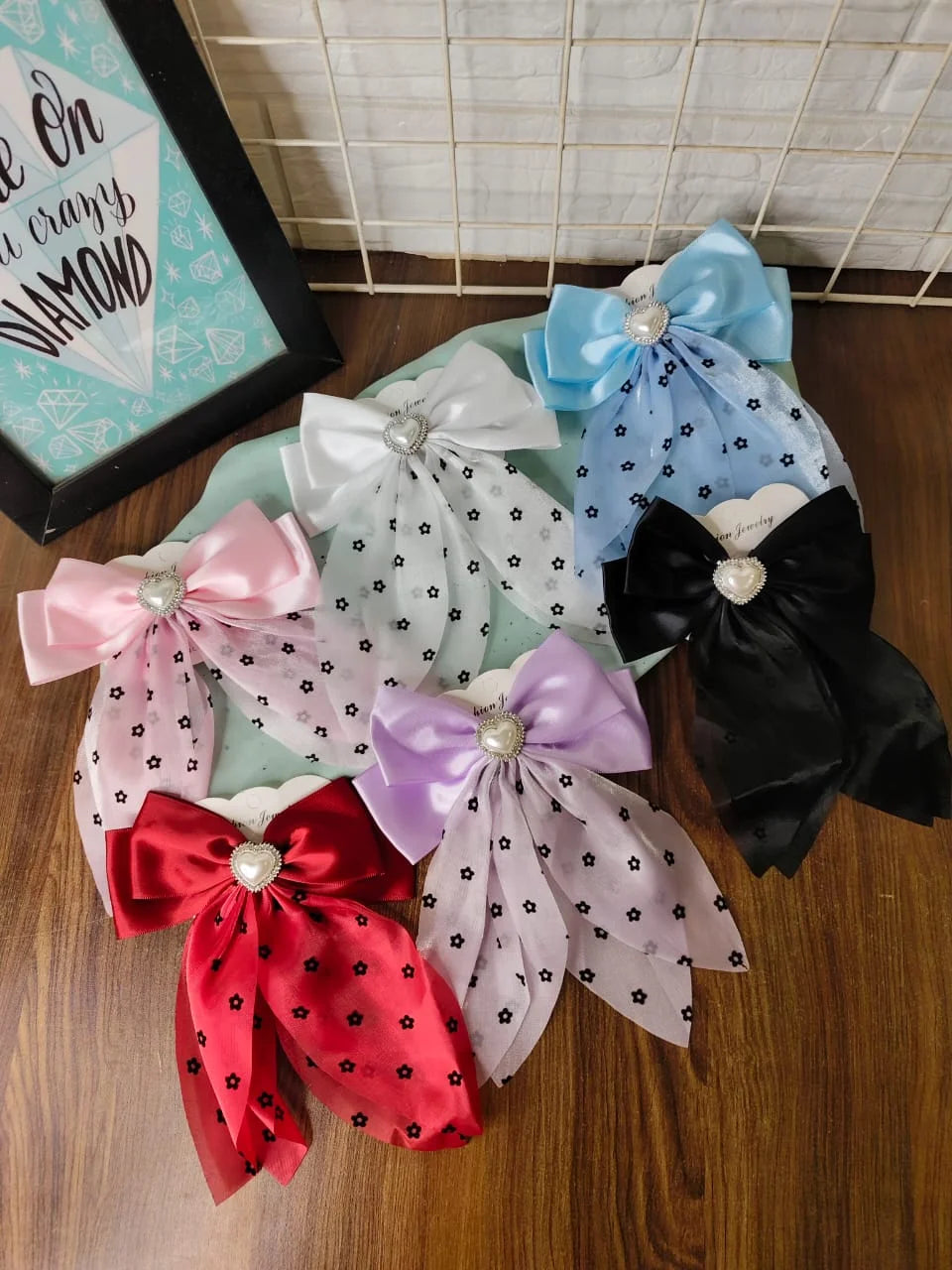 Hair bows with pearl charm