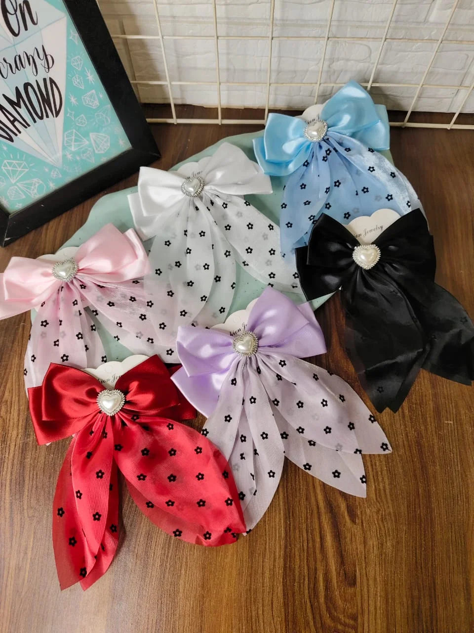 Hair bows with pearl charm