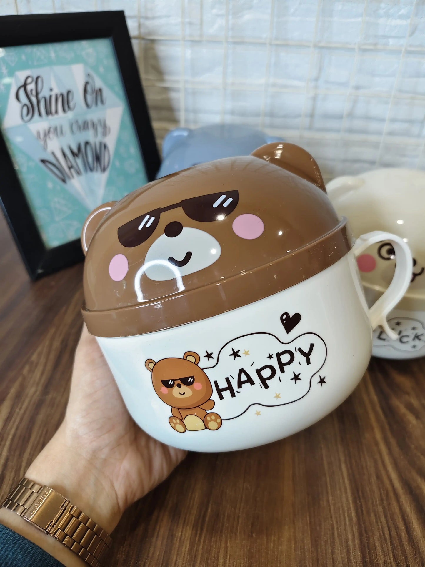 Happy bear stainless steel bowl set