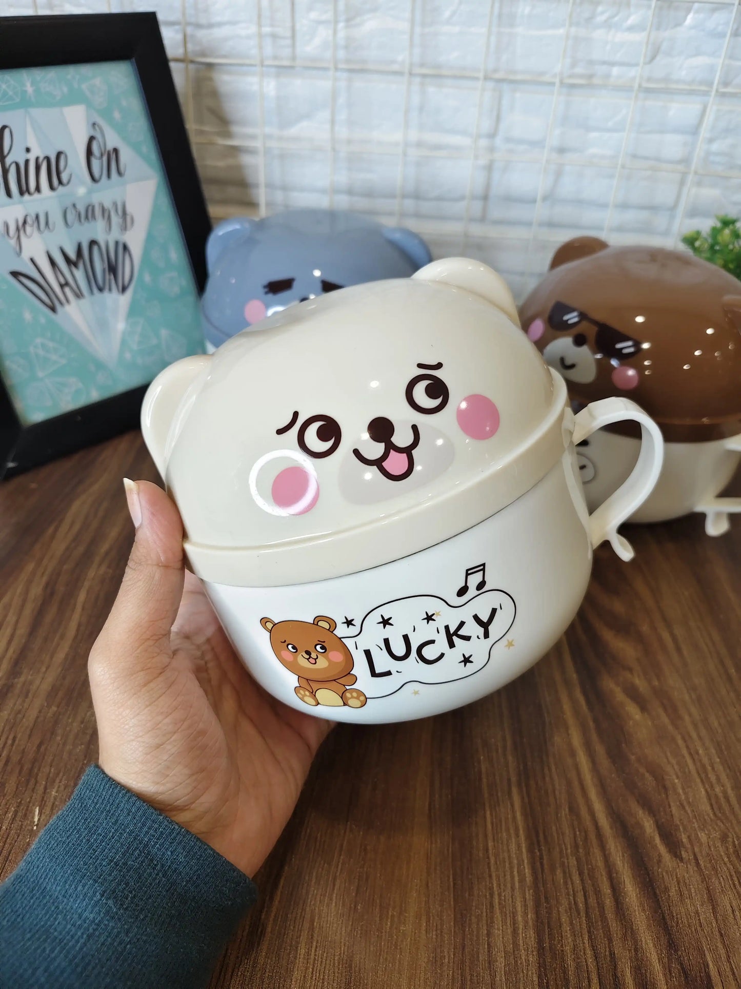 Happy bear stainless steel bowl set