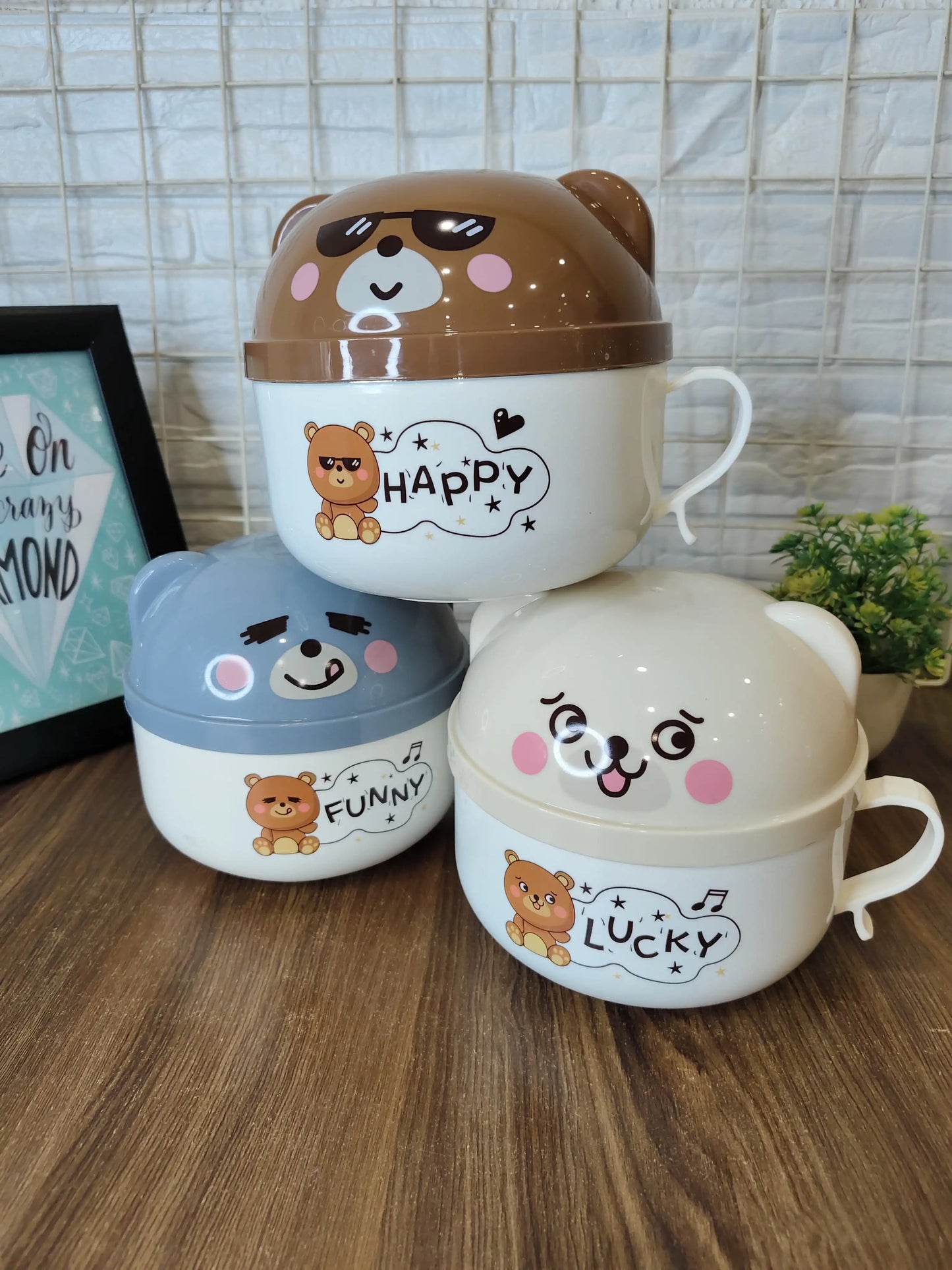 Happy bear stainless steel bowl set