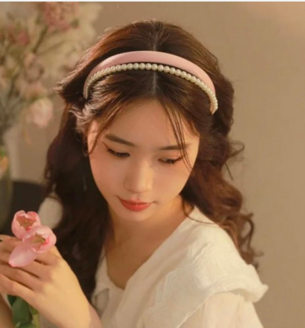 "Soft Satin Padded Hairbands with Pearls – Premium Headbands for Women & Teen Girls"