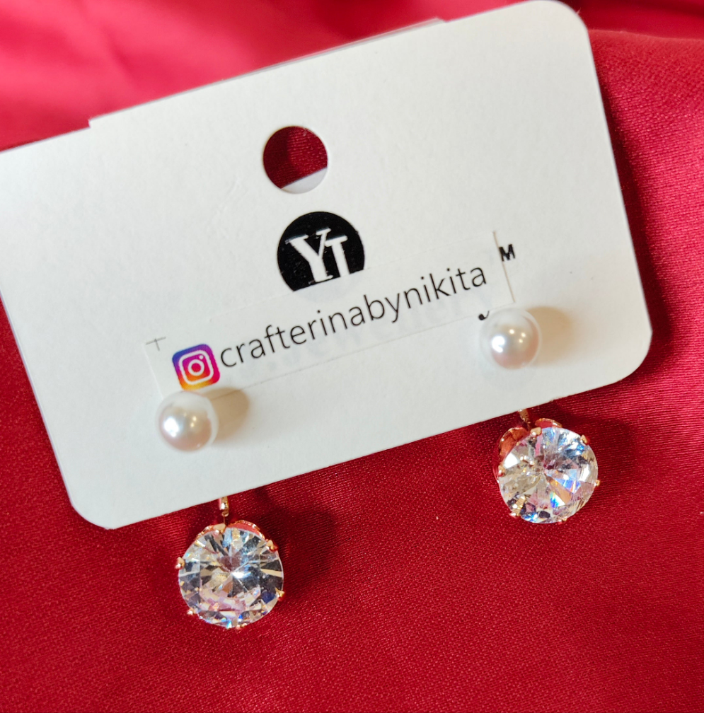 Korean pearl and diamond earrings