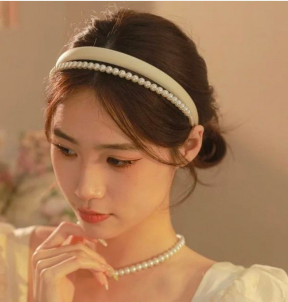 "Soft Satin Padded Hairbands with Pearls – Premium Headbands for Women & Teen Girls"