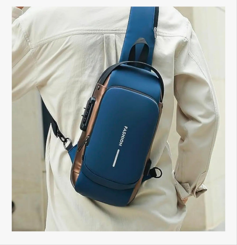 Trendy Waterproof crossbody Bag – USB Charging Port, Anti-Theft Crossbody Bag for Travel, Office & Daily Use