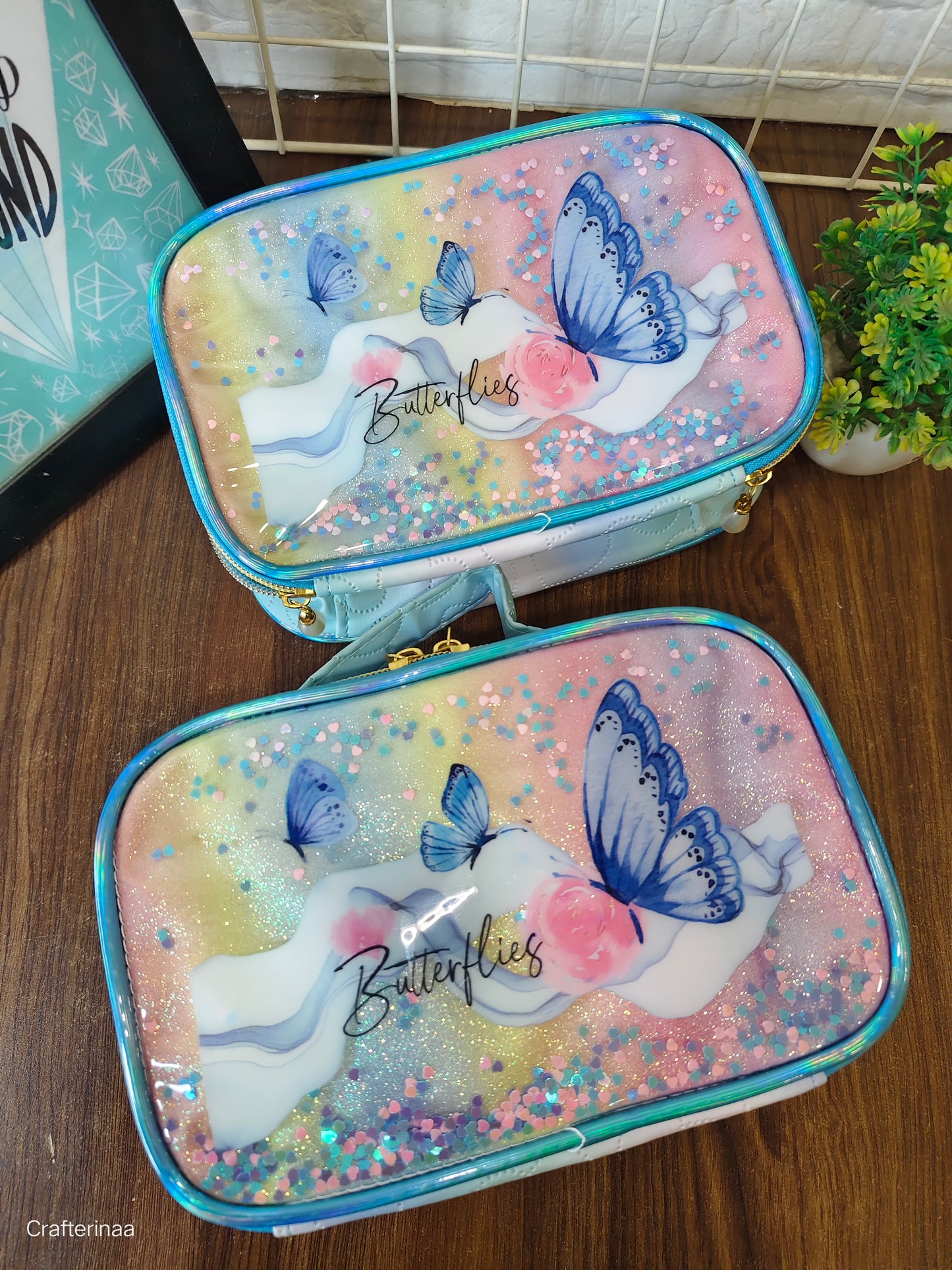 Butterfly Holographic Makeup Pouch | Premium Transparent Cosmetic Organizer