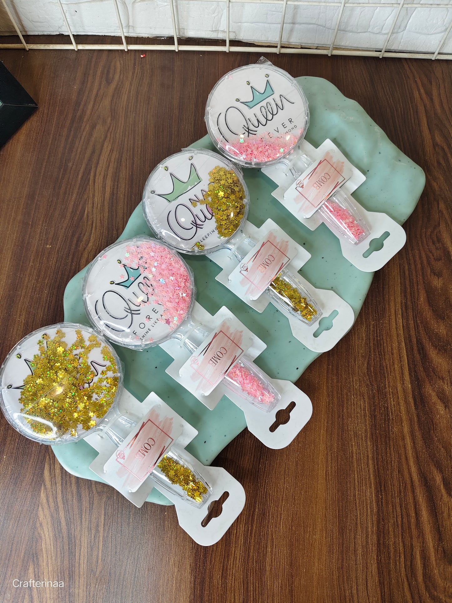 Queen glitter hair brushes