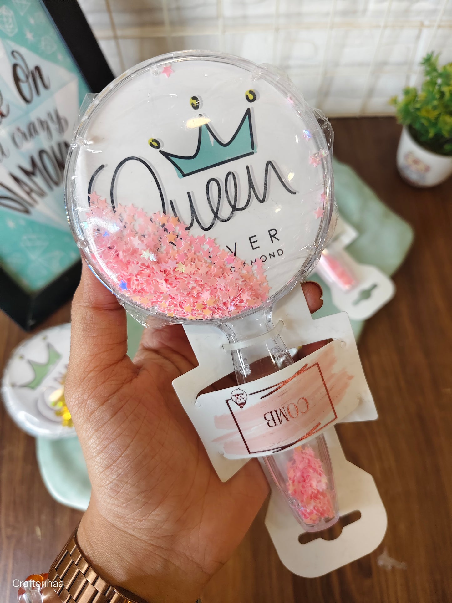 Queen glitter hair brushes