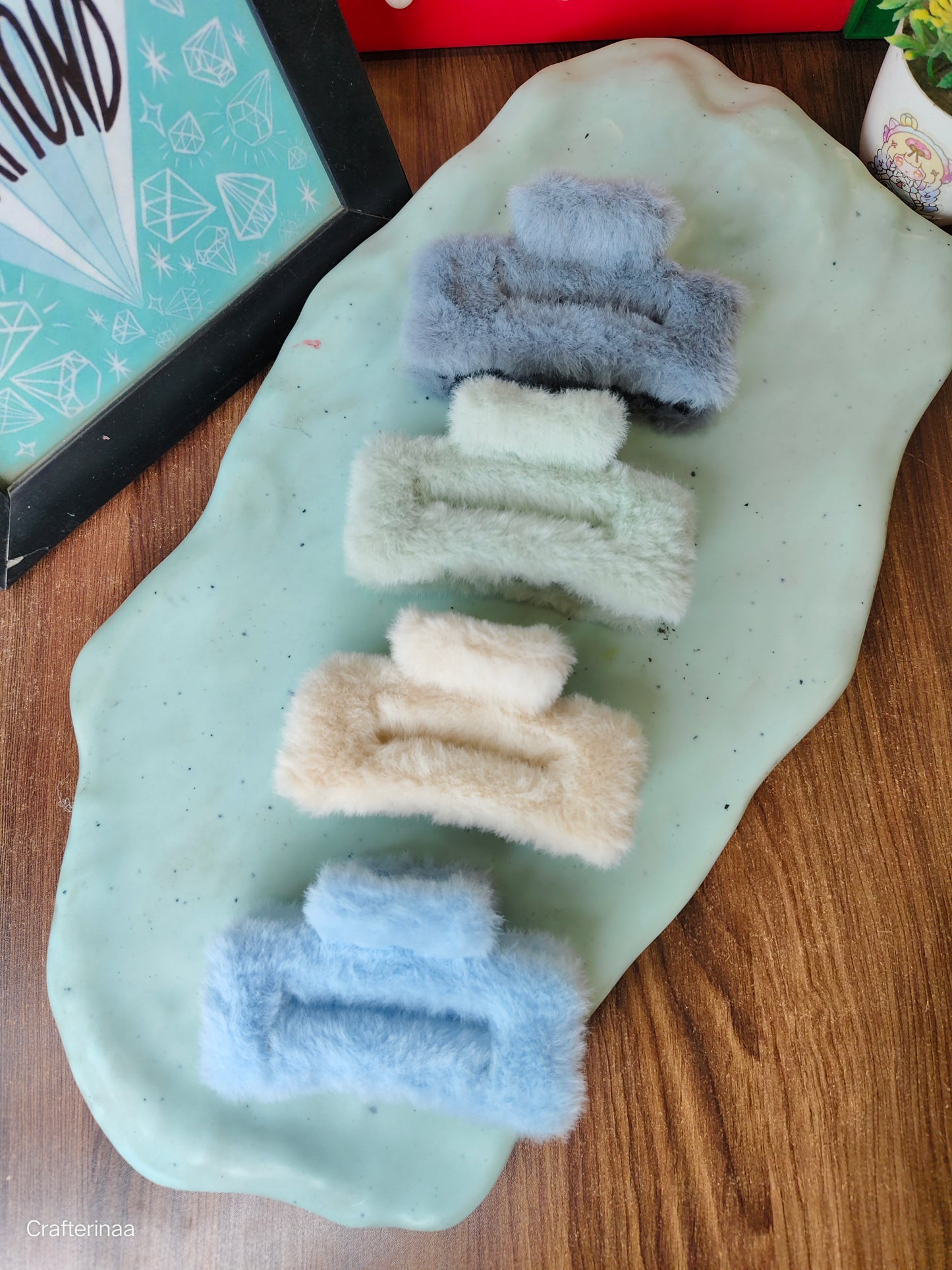 Big size fur rectangular hair claws