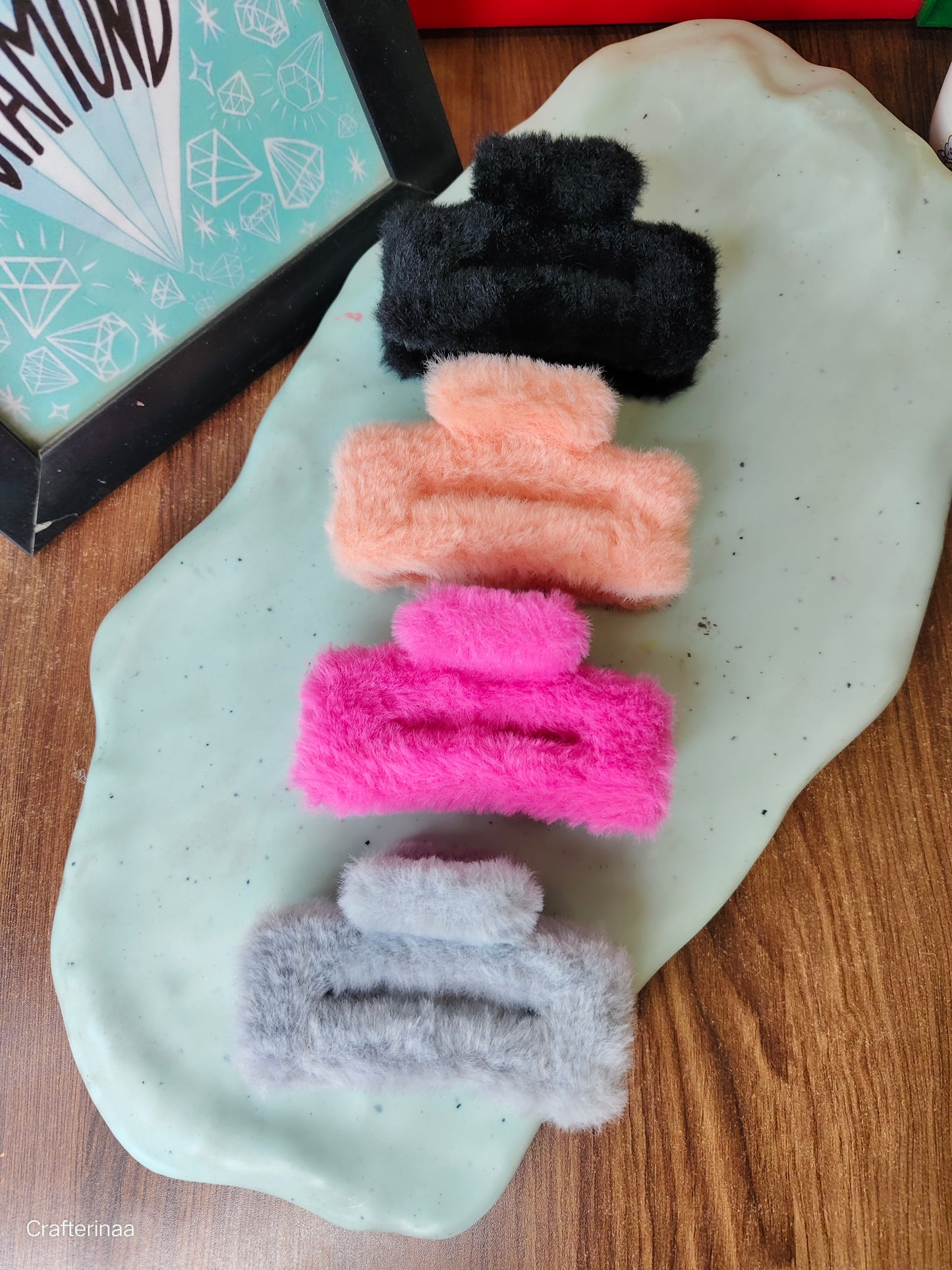 Big size fur rectangular hair claws