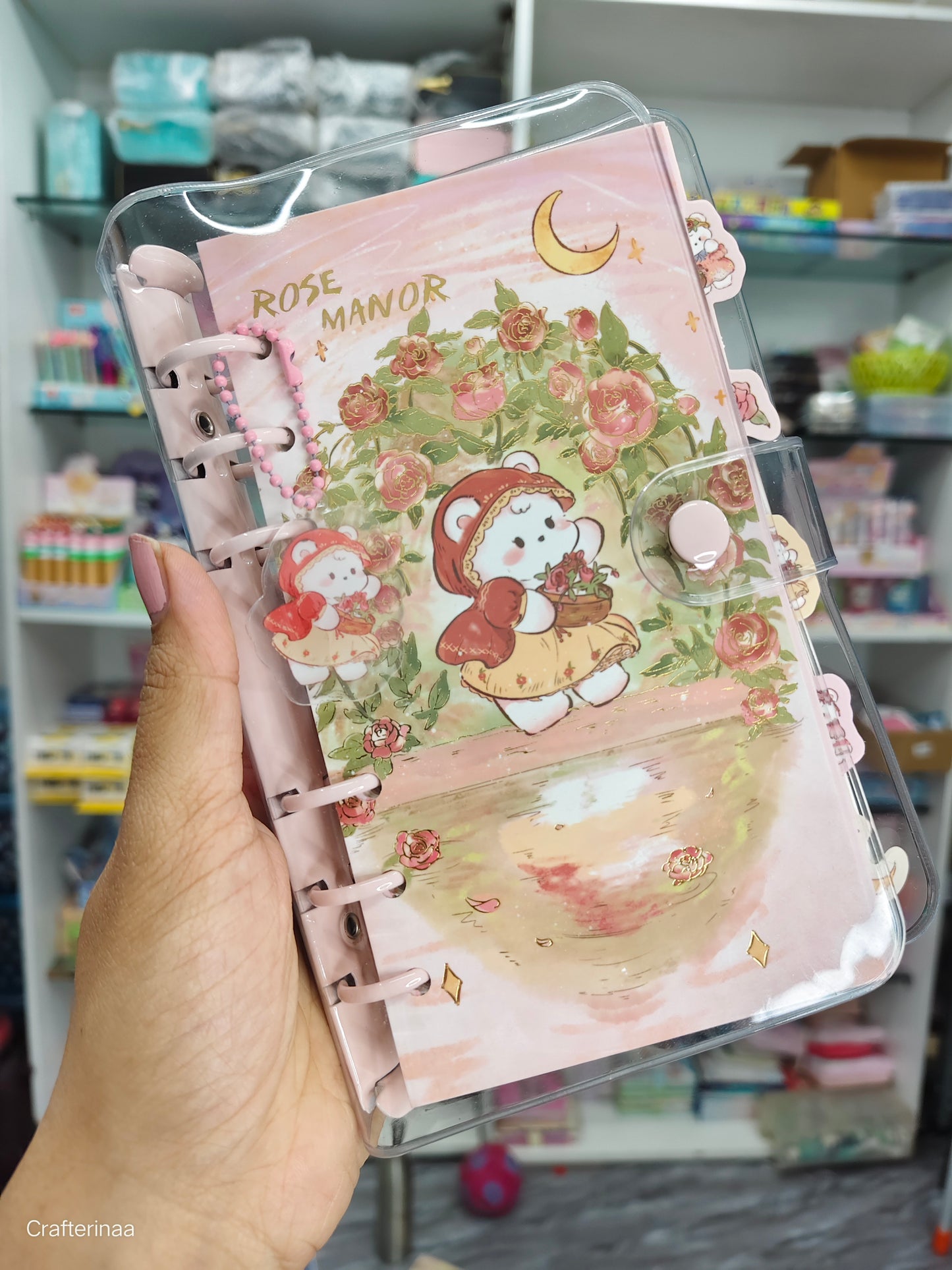 Rose manor metal spiral diary PVC cover