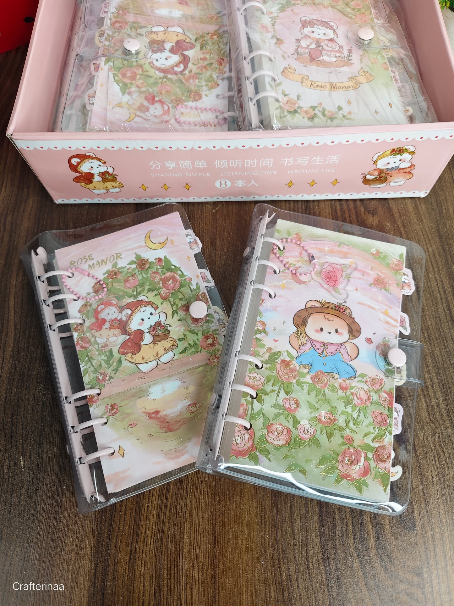 Rose manor metal spiral diary PVC cover
