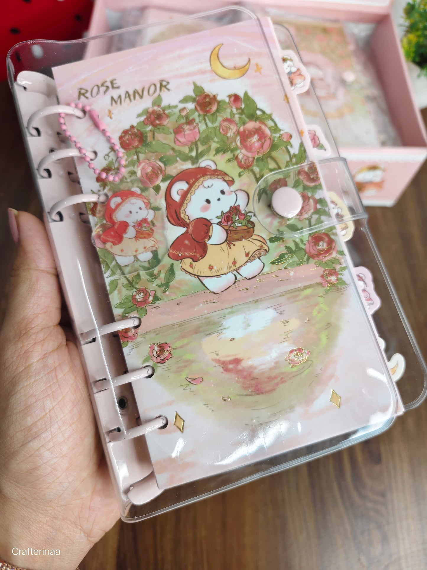 Rose manor metal spiral diary PVC cover