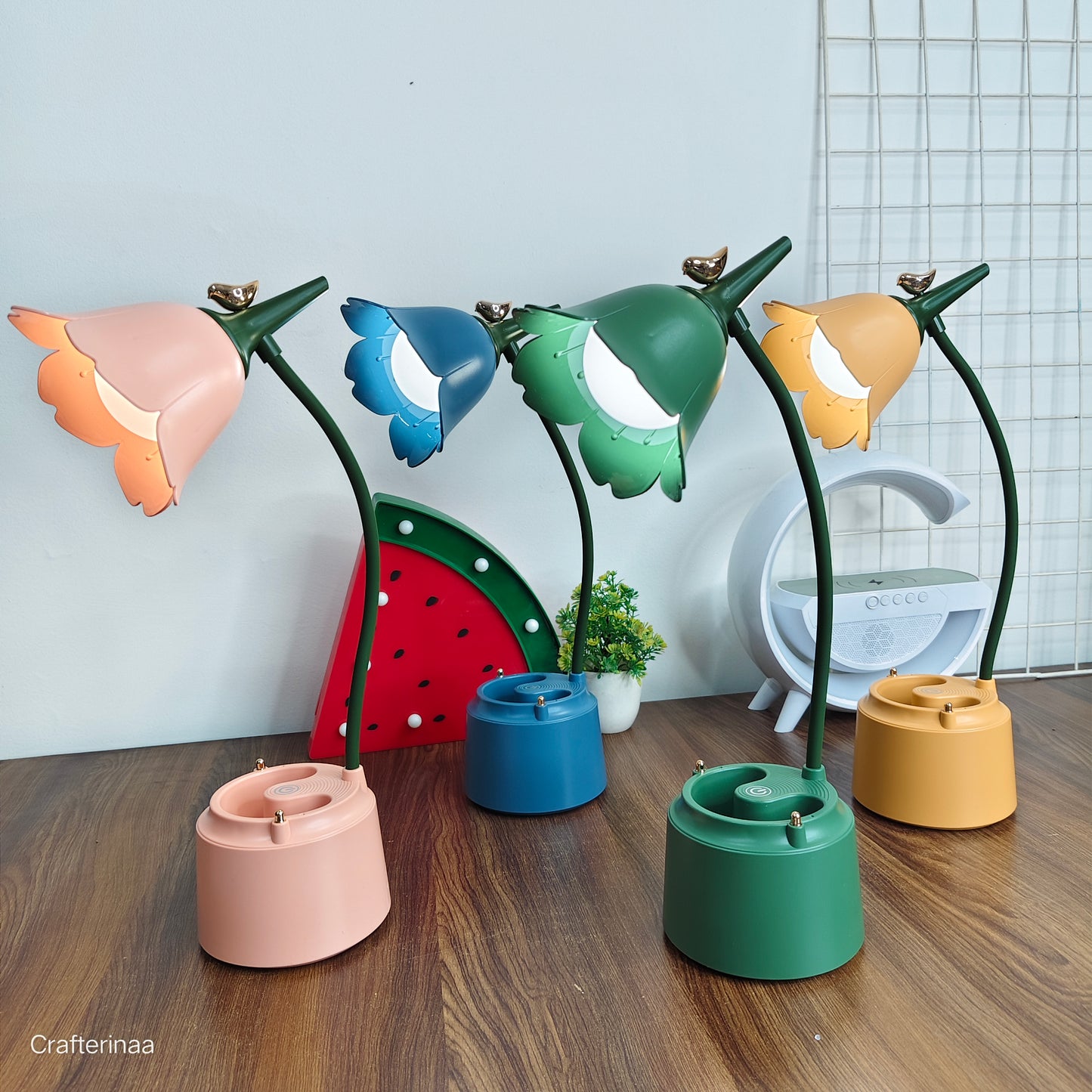 Tulip premium quality lamp| flower led desk lamp with chargeable with pen holder