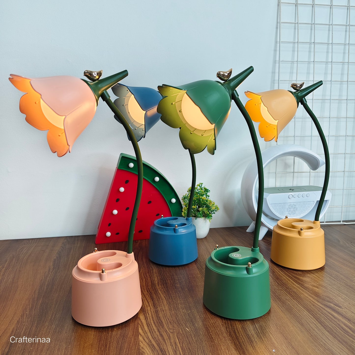 Tulip premium quality lamp| flower led desk lamp with chargeable with pen holder