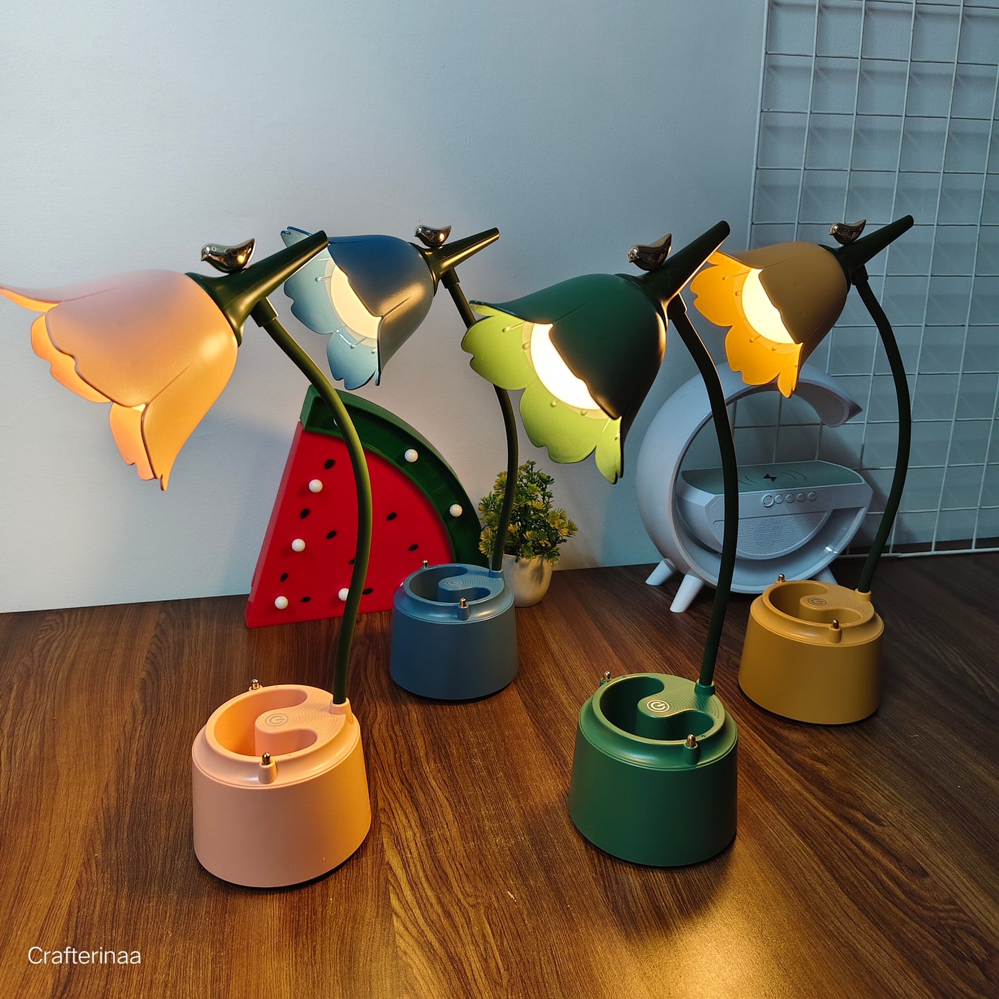 Tulip premium quality lamp| flower led desk lamp with chargeable with pen holder