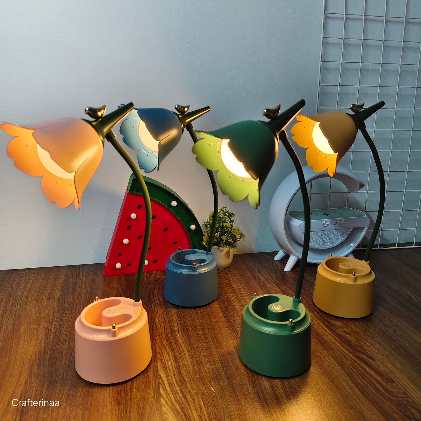 Tulip premium quality lamp| flower led desk lamp with chargeable with pen holder