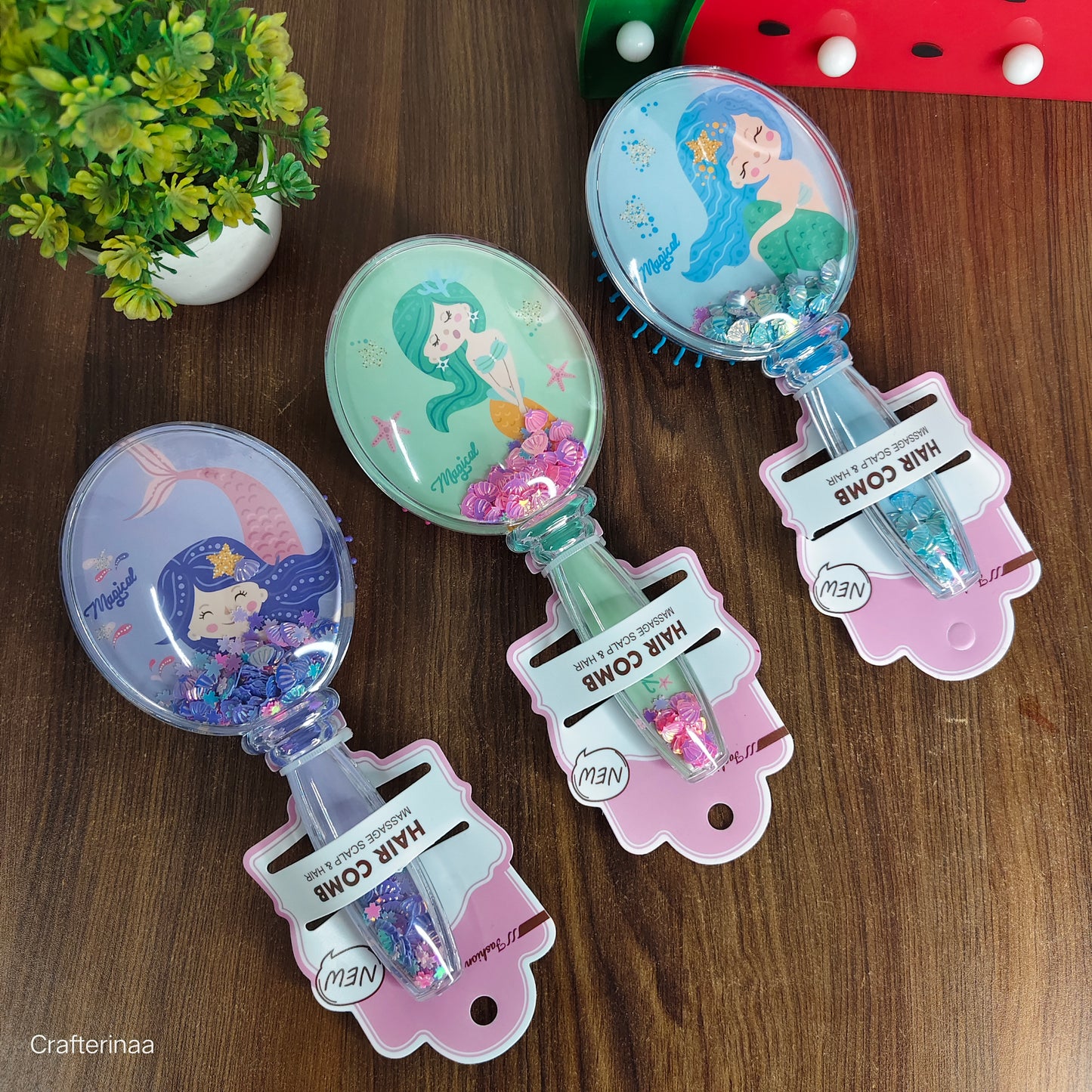 Mermaid confetti hair brush