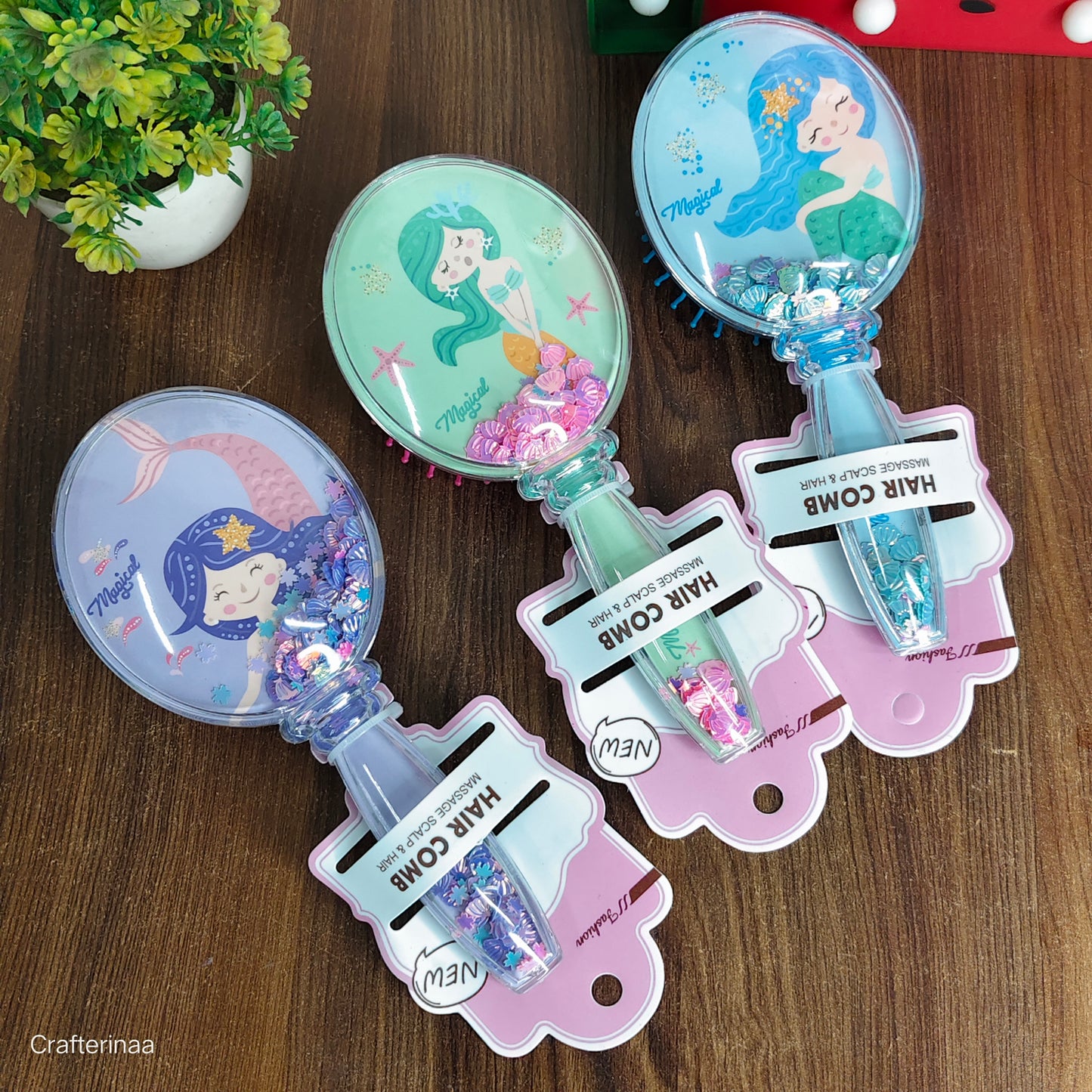 Mermaid confetti hair brush