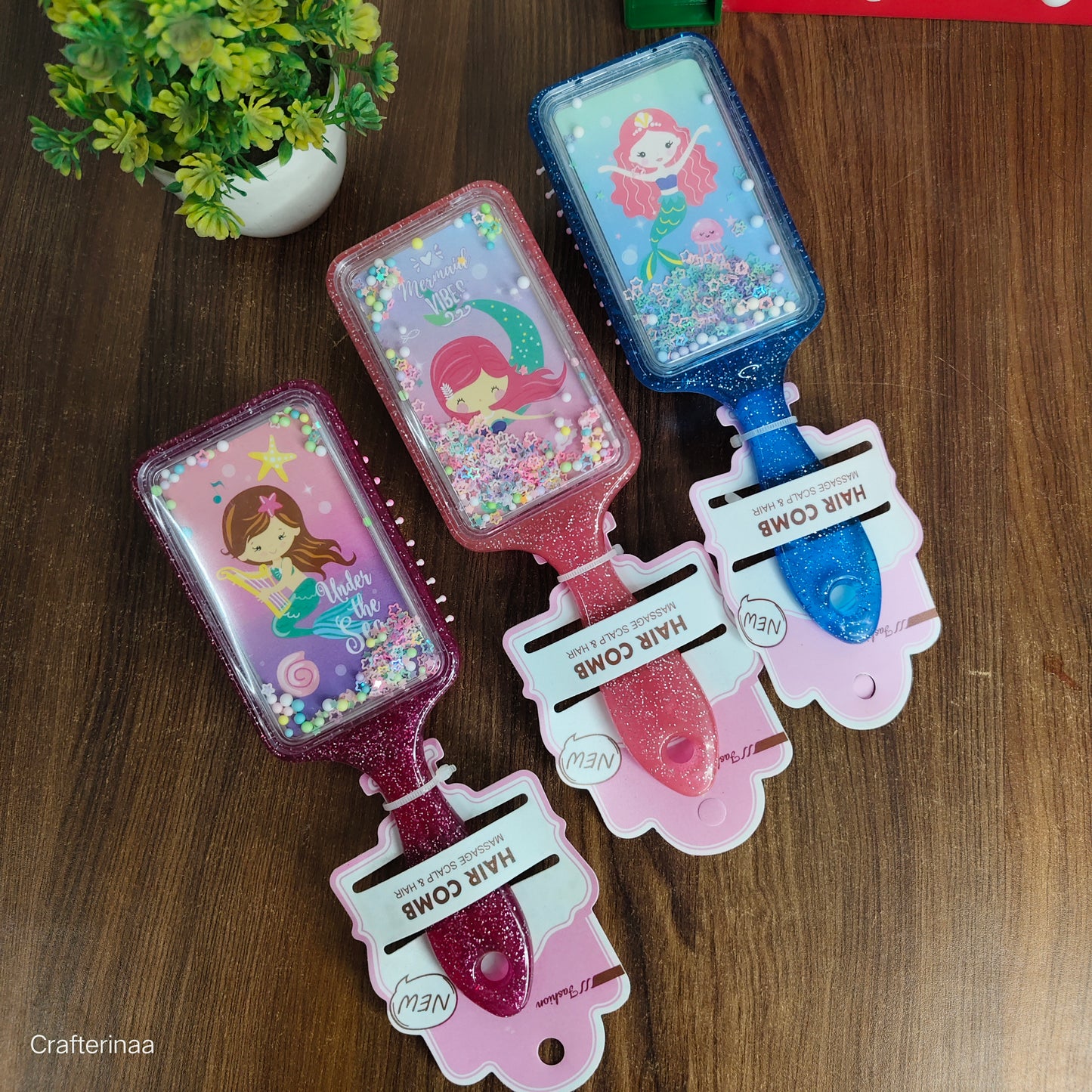 Mermaid confetti hair brush