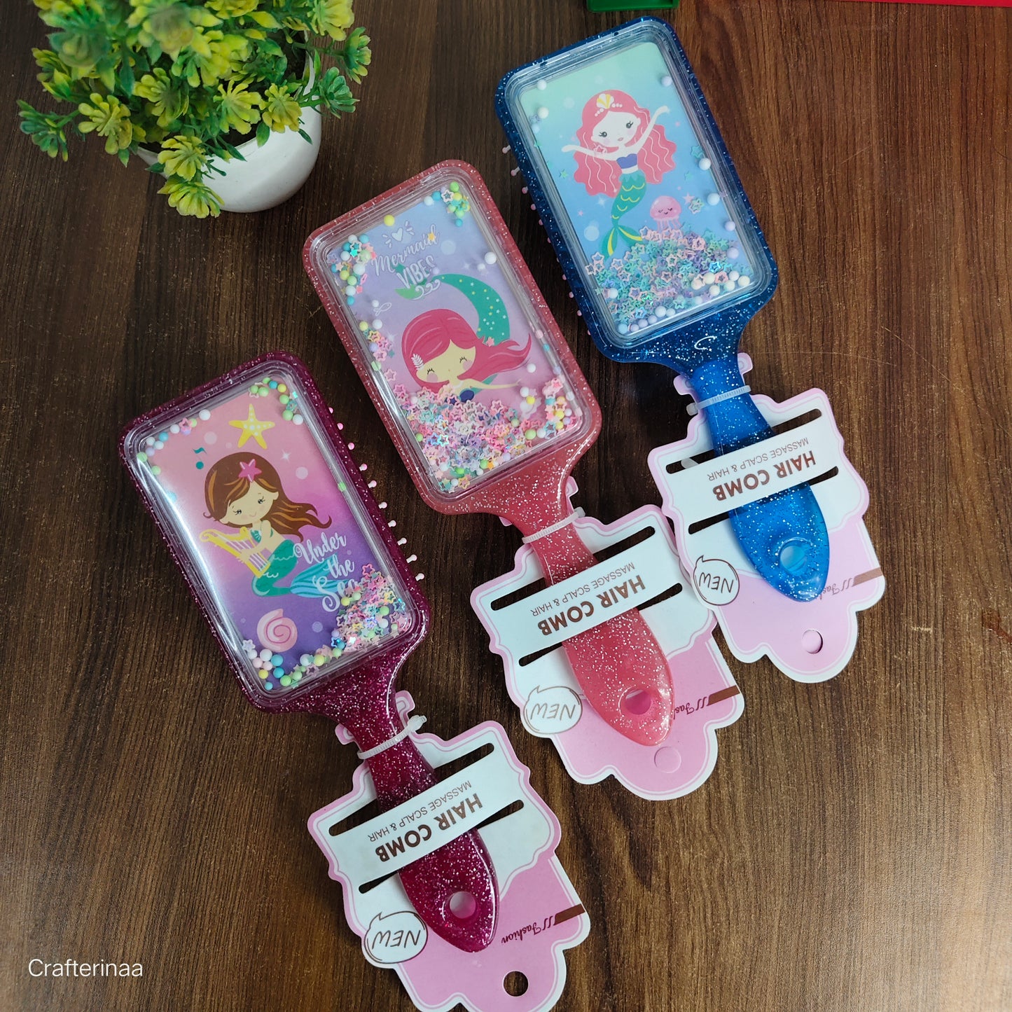 Mermaid confetti hair brush