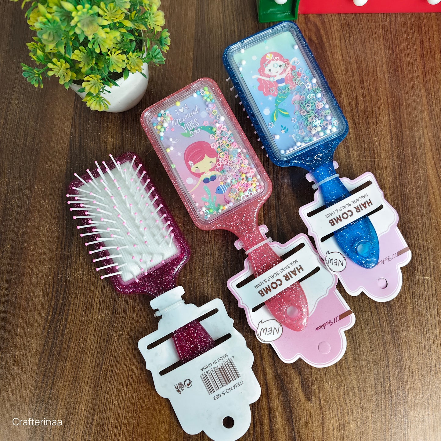 Mermaid confetti hair brush