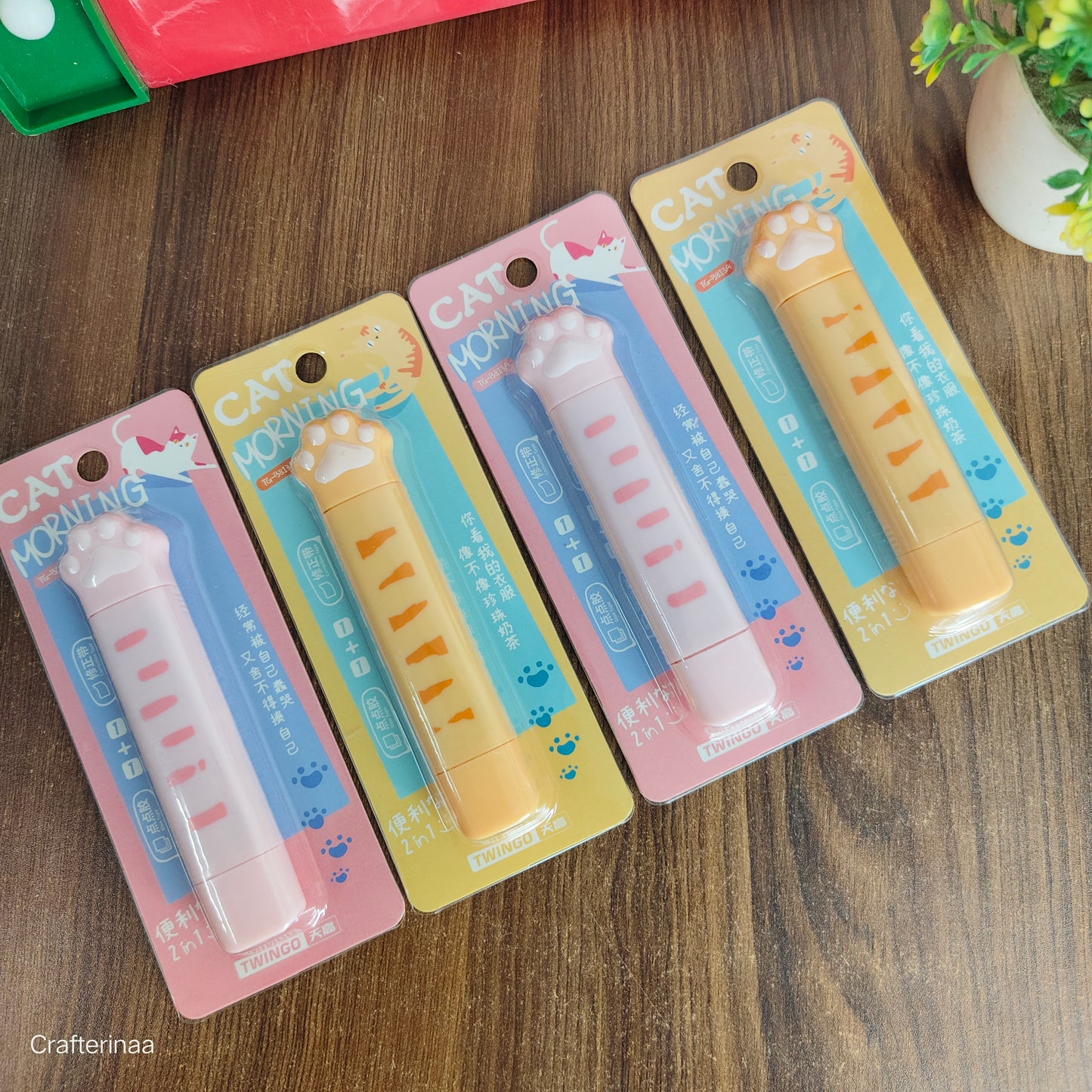 Kawaii Correction Tape | Paw Shaped Aesthetic Correction Pen with Glue Tip