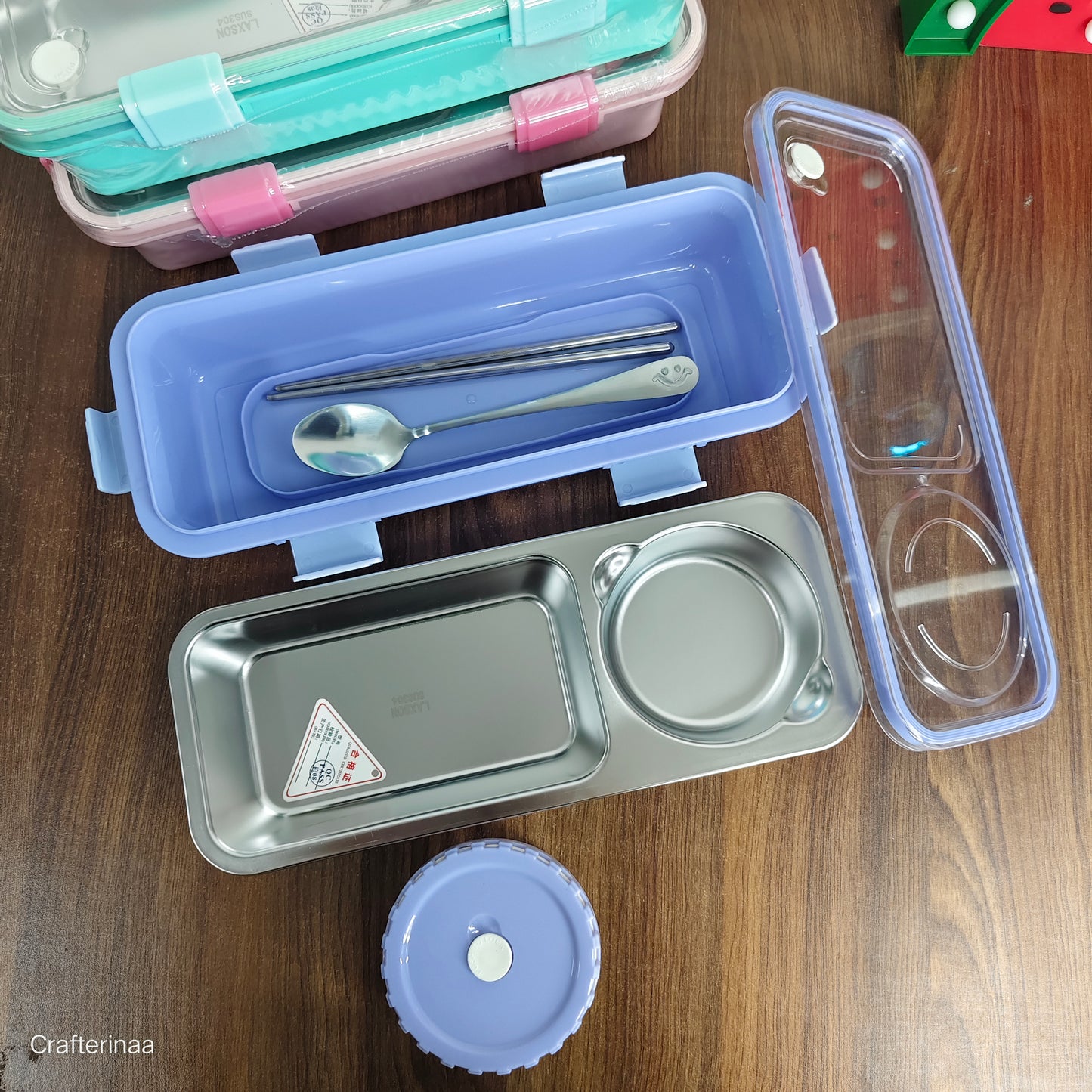 One Compartment Lunch Box 750ml with Spoon and Chopstick + Bowl, 304 SUS Stainless Steel Bento Box for Office and School