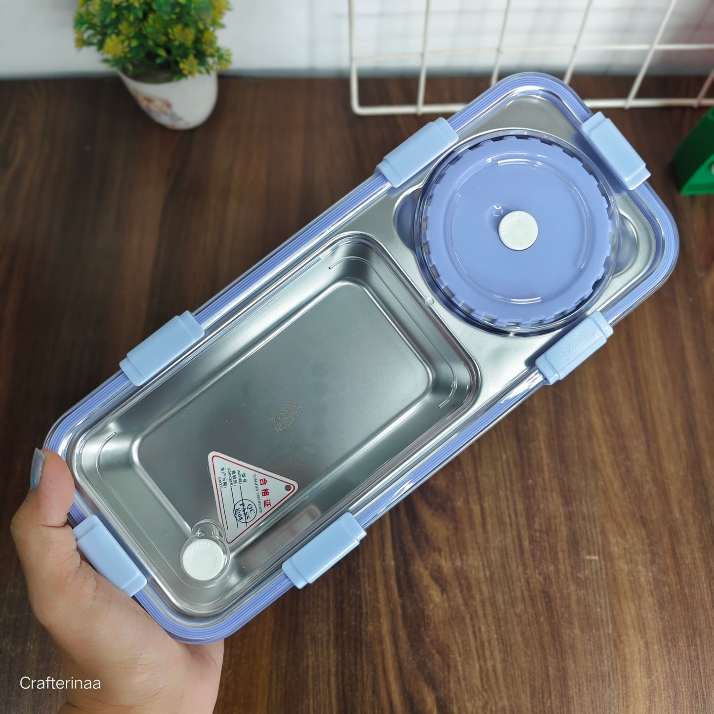 One Compartment Lunch Box 750ml with Spoon and Chopstick + Bowl, 304 SUS Stainless Steel Bento Box for Office and School