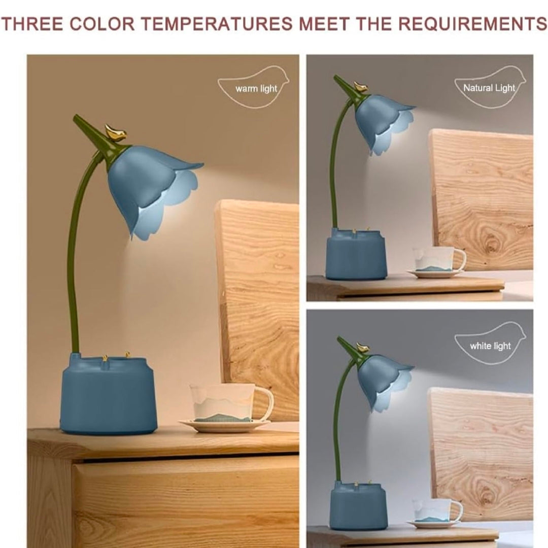 Tulip premium quality lamp| flower led desk lamp with chargeable with pen holder
