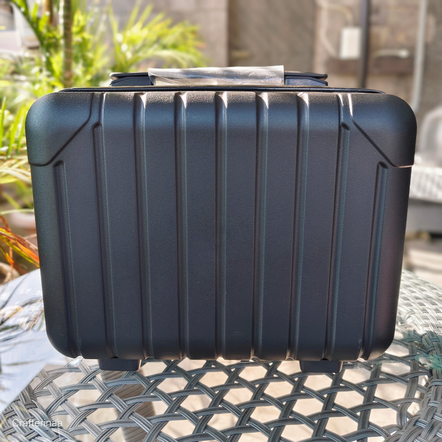 Silicone hard case travel bag| Portable Hard Shell Cosmetic Travel Case | Small Travel Hand Luggage with Elastic Band, Mini ABS Carrying Makeup Case Suitcase (30L x 16W x 23H cm)