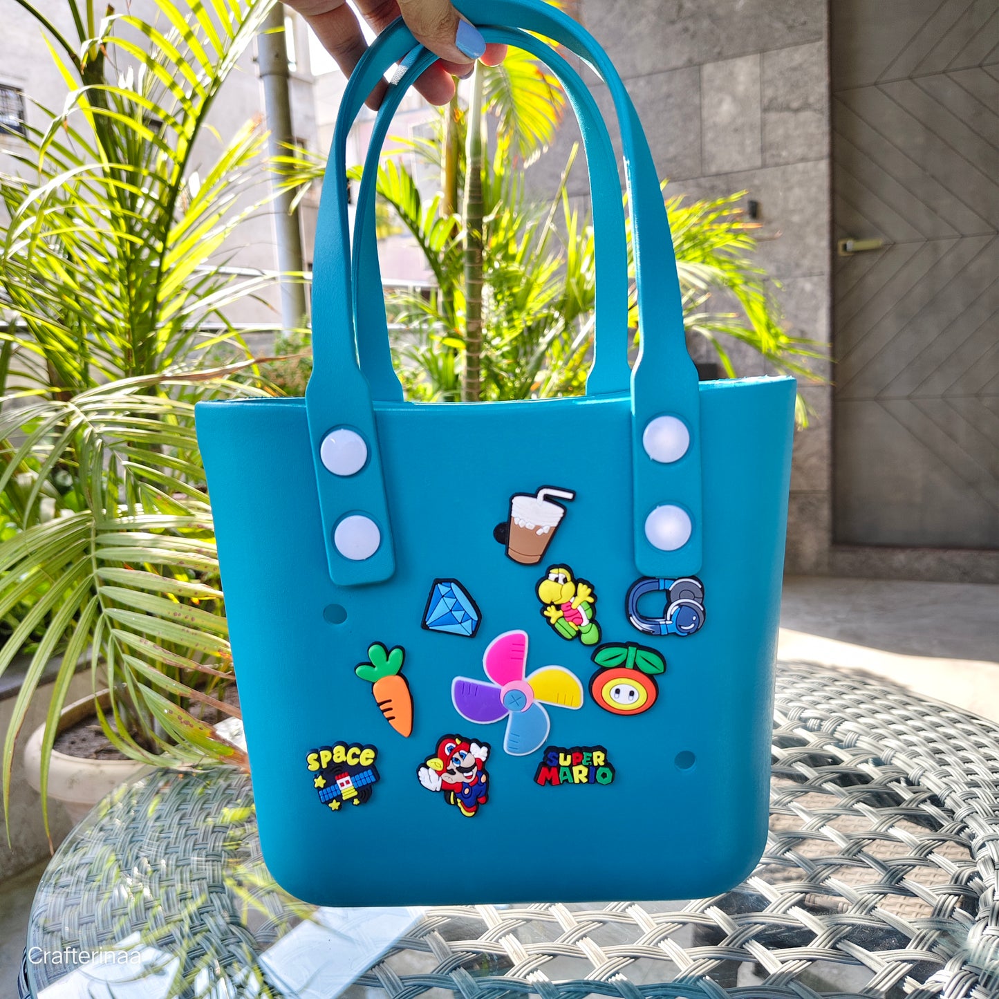 Silicon tote bag with charms |silicon Beach bag |Beach Hole Bag Portable Fashion Open Tote Bag for Shopping Boat