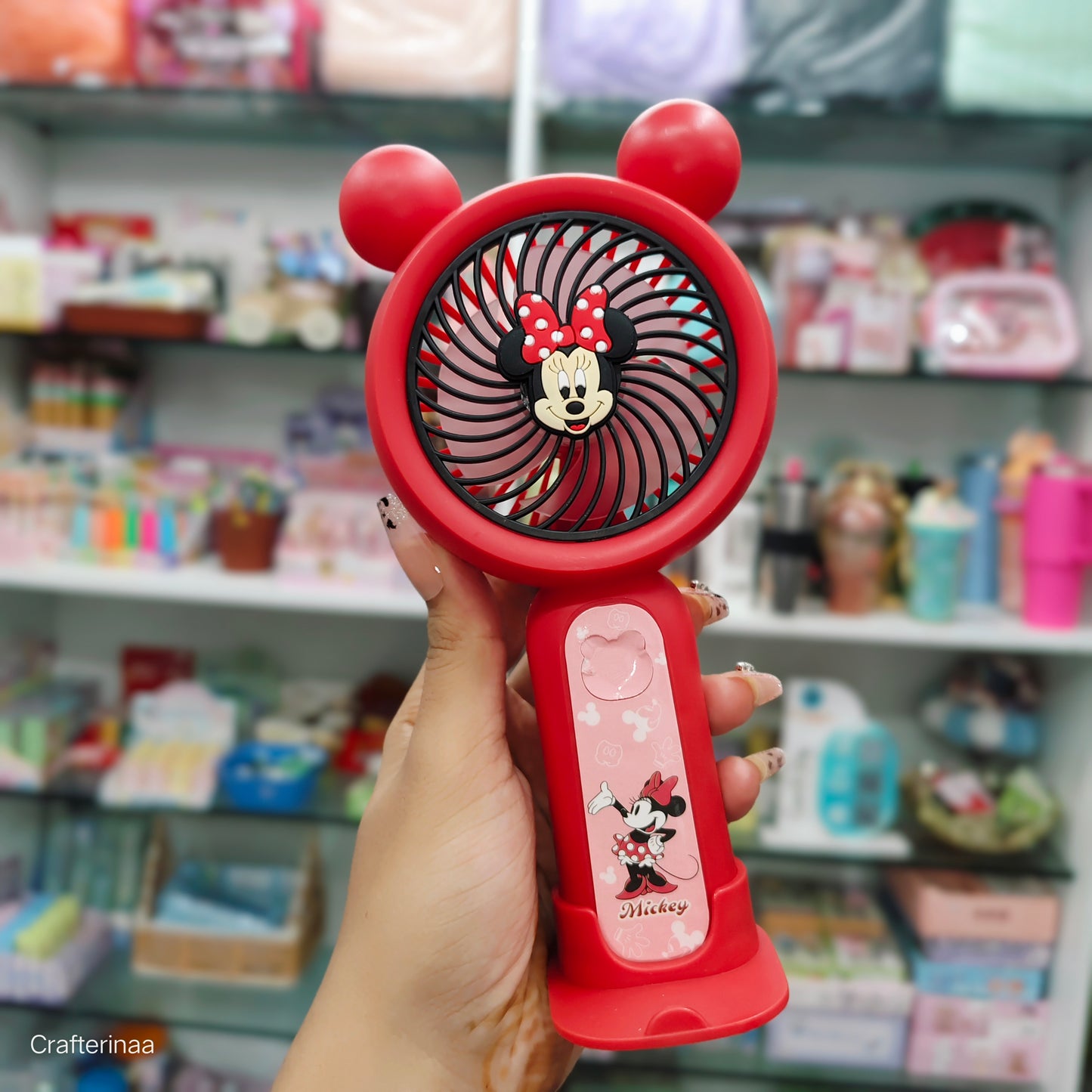 Minnie & Mickey Mouse 2-in-1 Mini Desk Fan – Cute Rechargeable Fan for Summer Cool Comfort