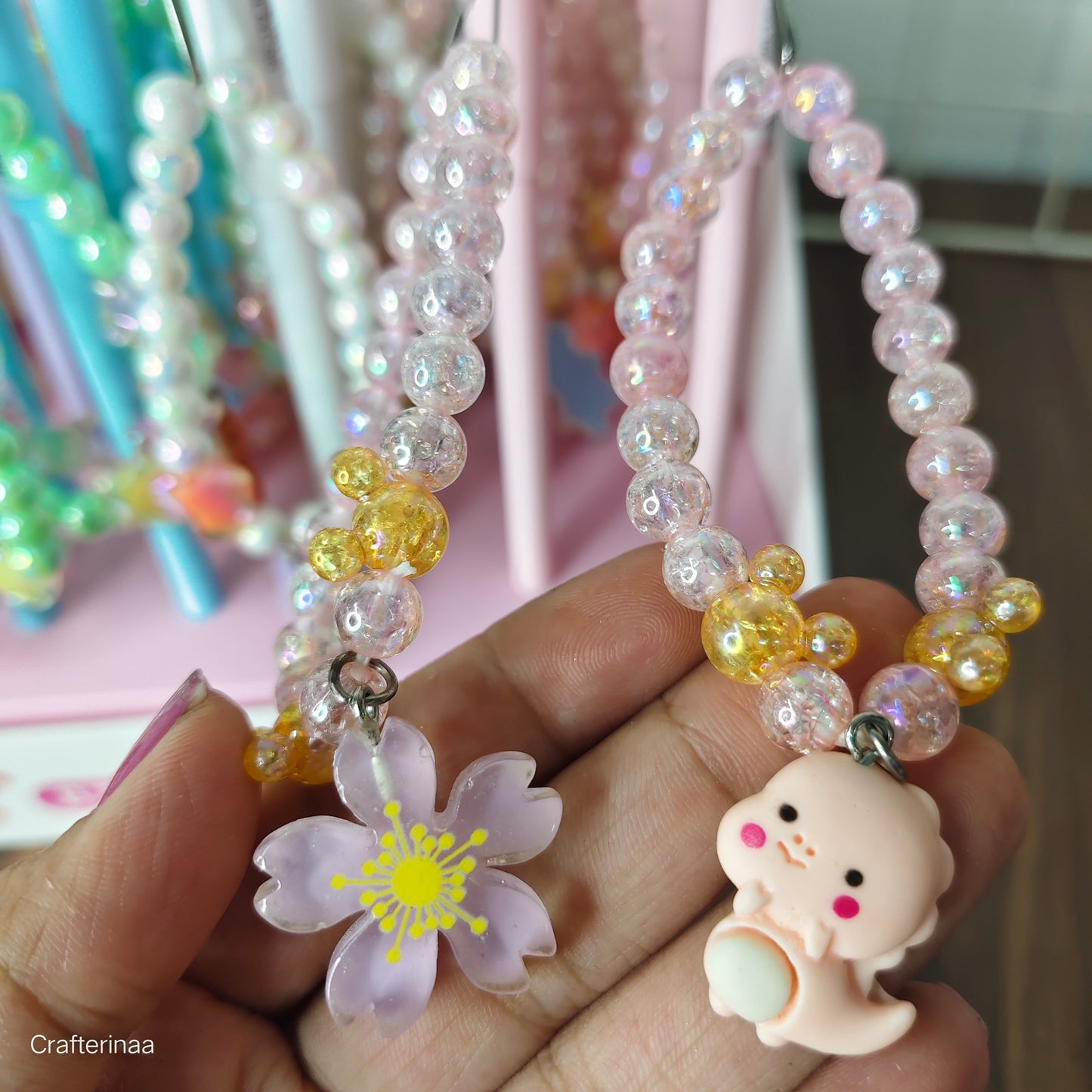 Kawaii Beaded Pen with Bracelet |Bracelet Pens with Cute Animal Charms