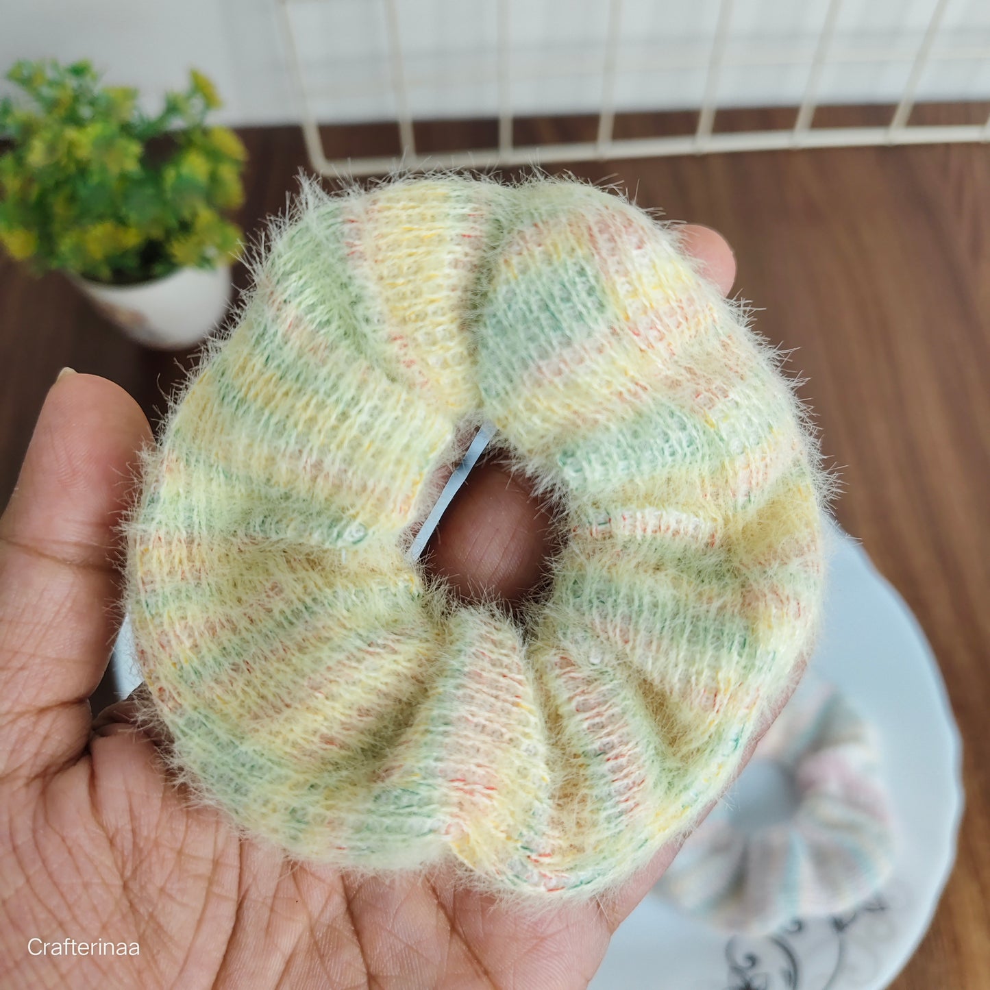"Soft Woolen Scrunchies – Pastel Hair Accessories for Winter Looks"